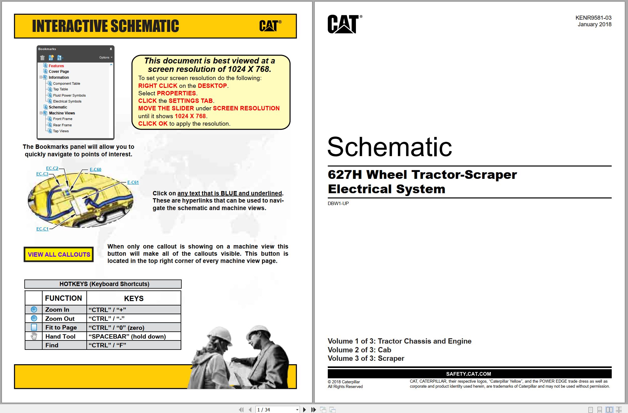 CAT Wheel Tractor Scraper 627H Electrical Hydraulic Schematic (1)