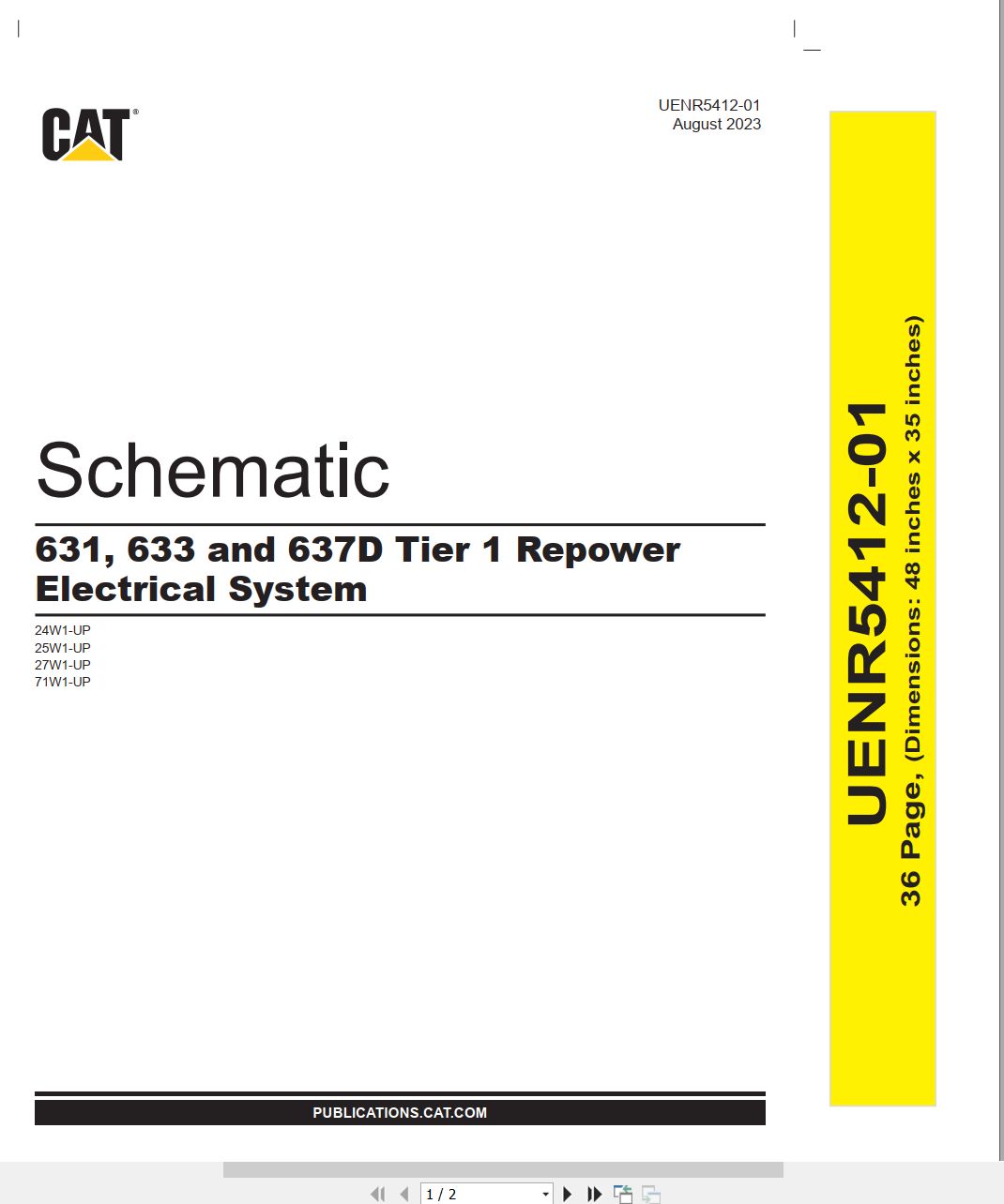 CAT Wheel Tractor Scraper 631 to 637D Tier 1 Electrical Schematic UENR5412 01 2023 (1)