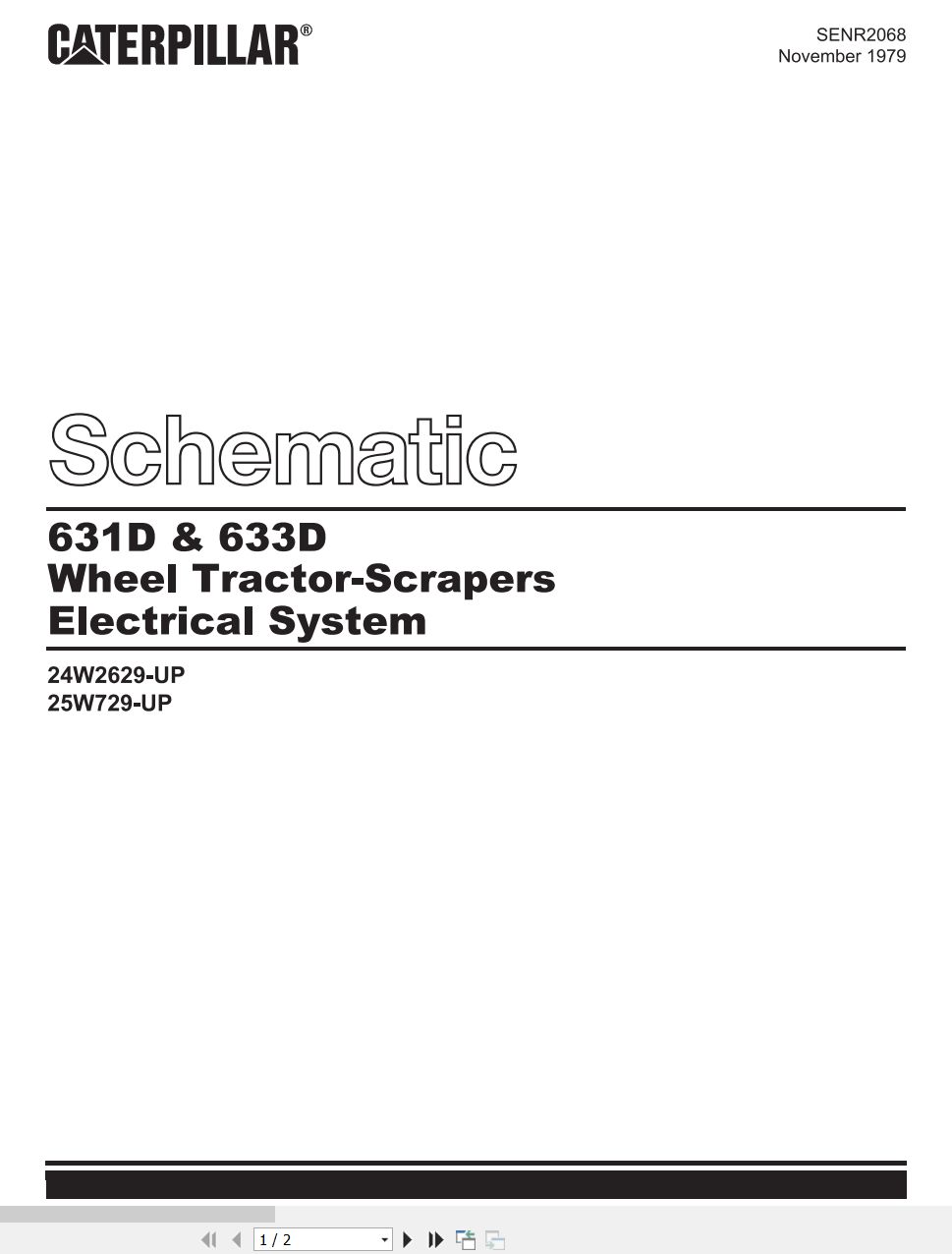 CAT Wheel Tractor Scraper 631D 633D Electrical Schematic SENR2068 00 1979 (1)