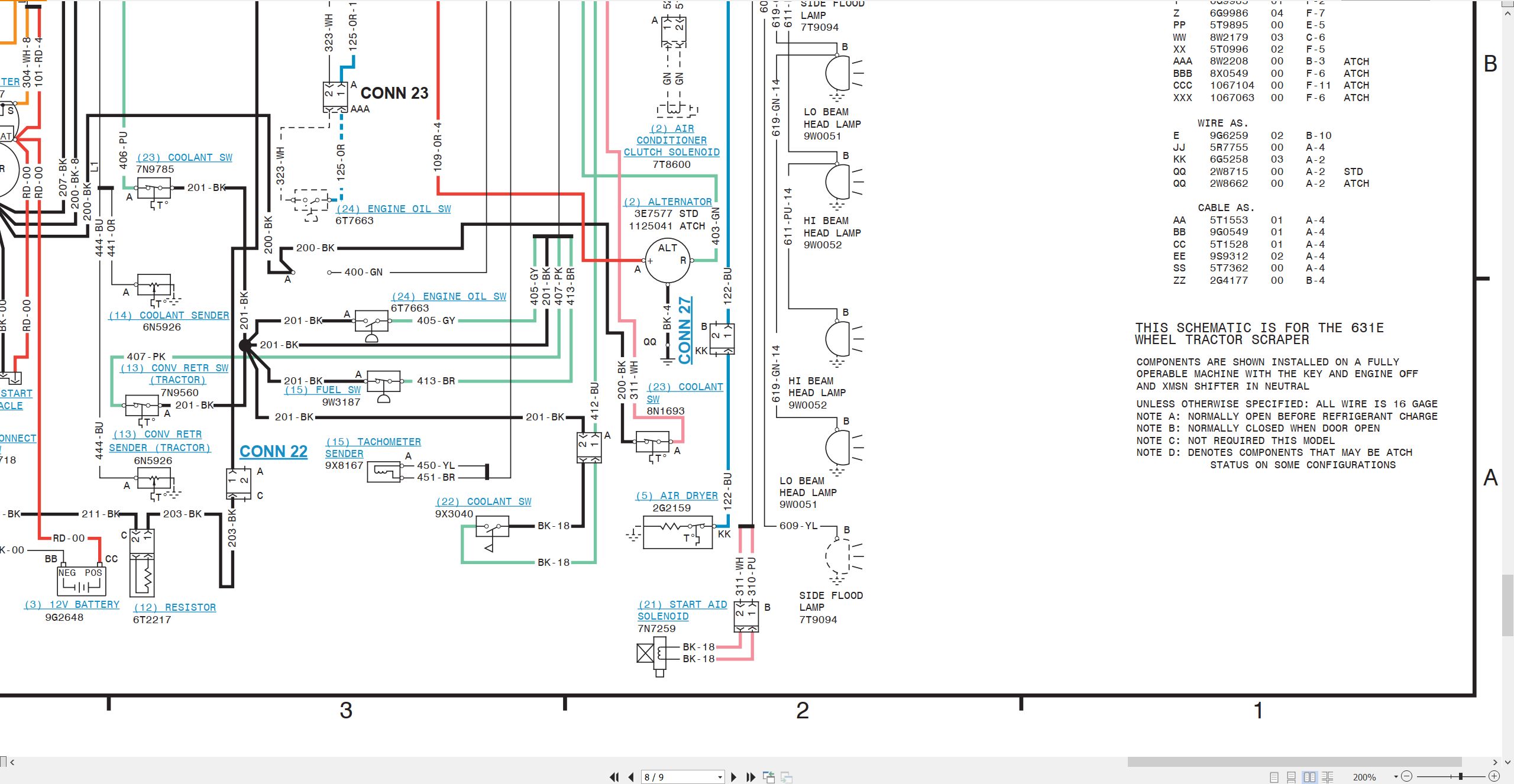 CAT Wheel Tractor Scraper 631E II Electrical Schematic (2)
