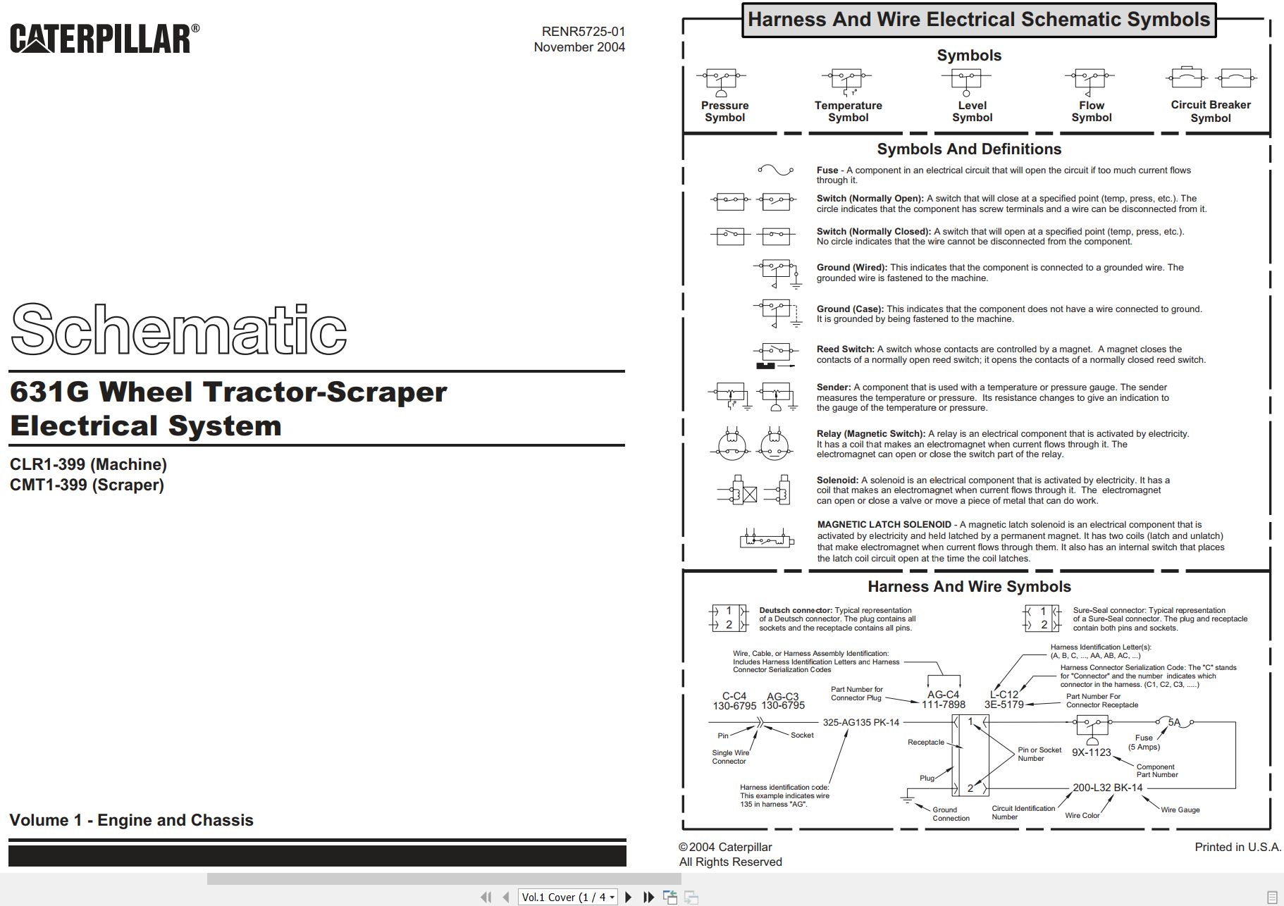 CAT Wheel Tractor Scraper 631G Electrical Hydraulic Schematic (1)