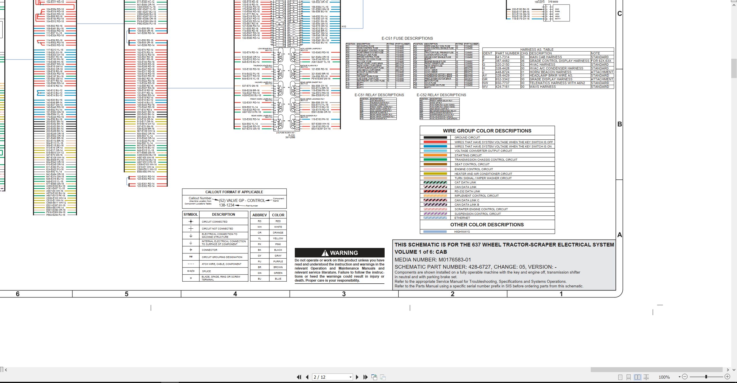 CAT Wheel Tractor Scraper 637 Electrical Hydraulic Schematic (2)
