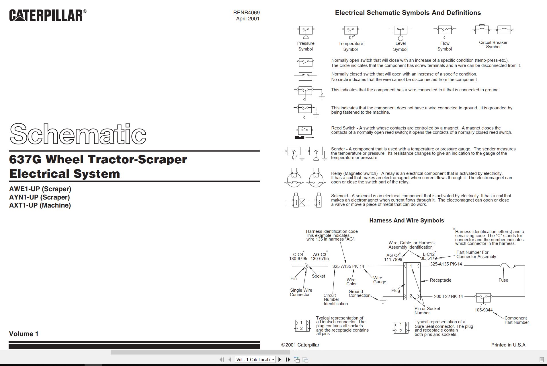 CAT Wheel Tractor Scraper 637G Electrical Hydraulic Schematic (1)