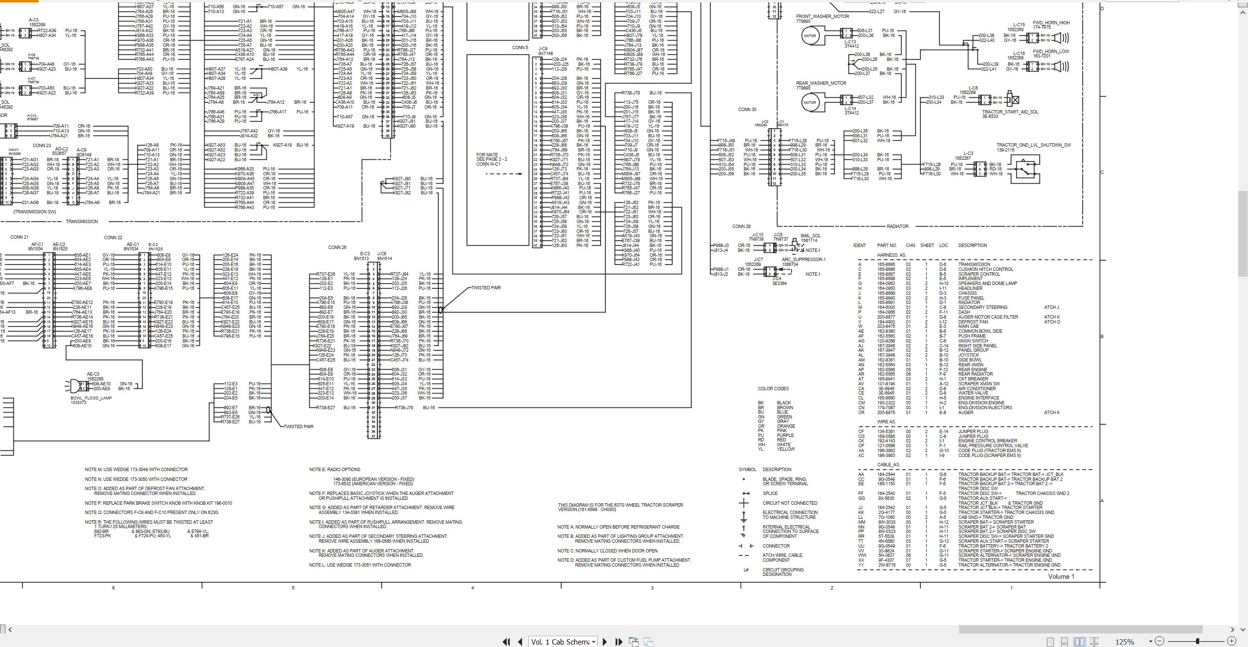 CAT Wheel Tractor Scraper 637G Electrical Hydraulic Schematic (2)
