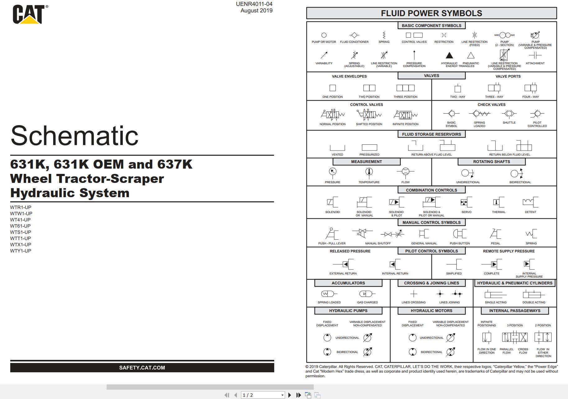 CAT Wheel Tractor Scraper 637K Electrical Hydraulic Schematic (3)