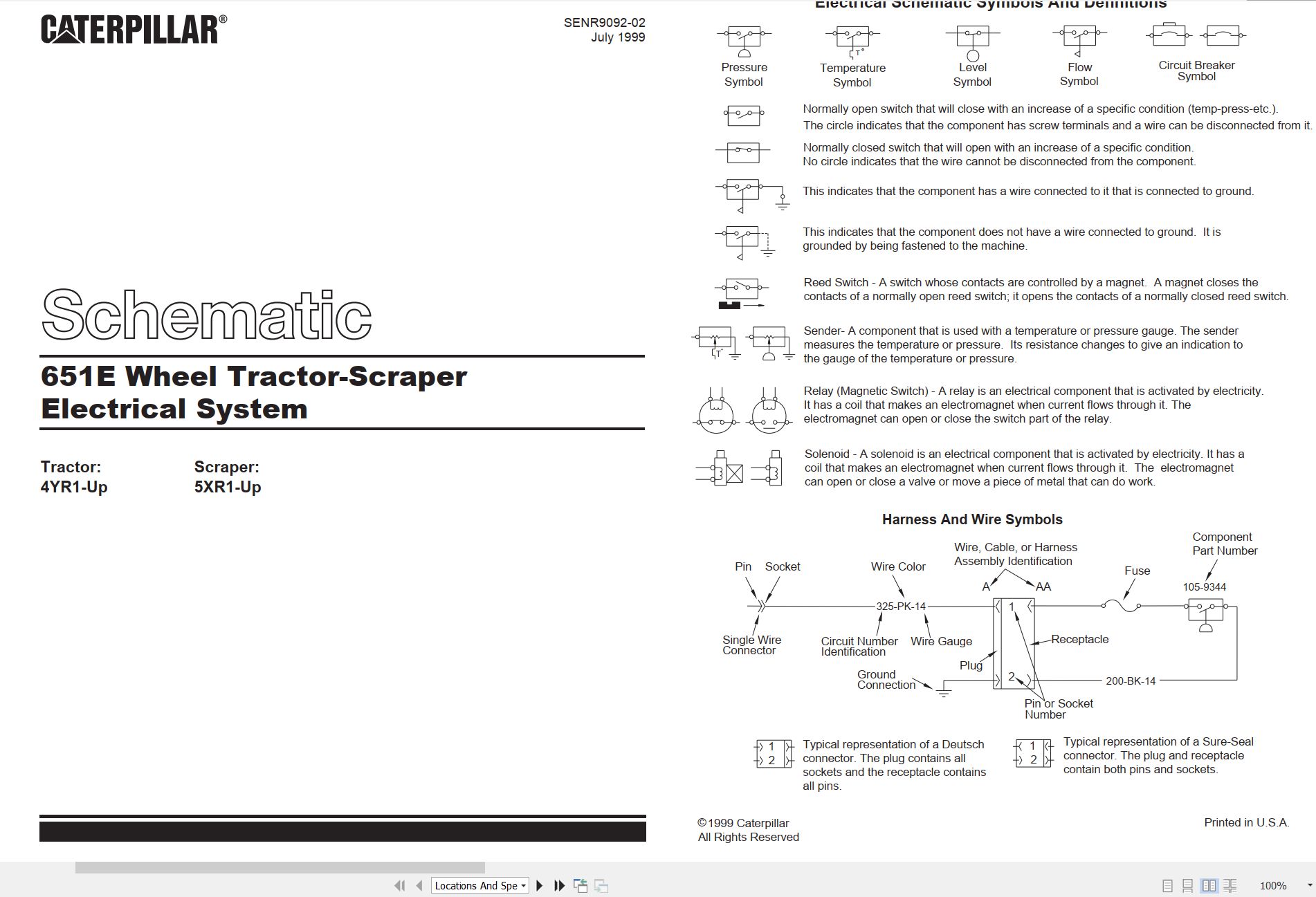 CAT Wheel Tractor Scraper 651E Electrical Hydraulic Schematic (1)