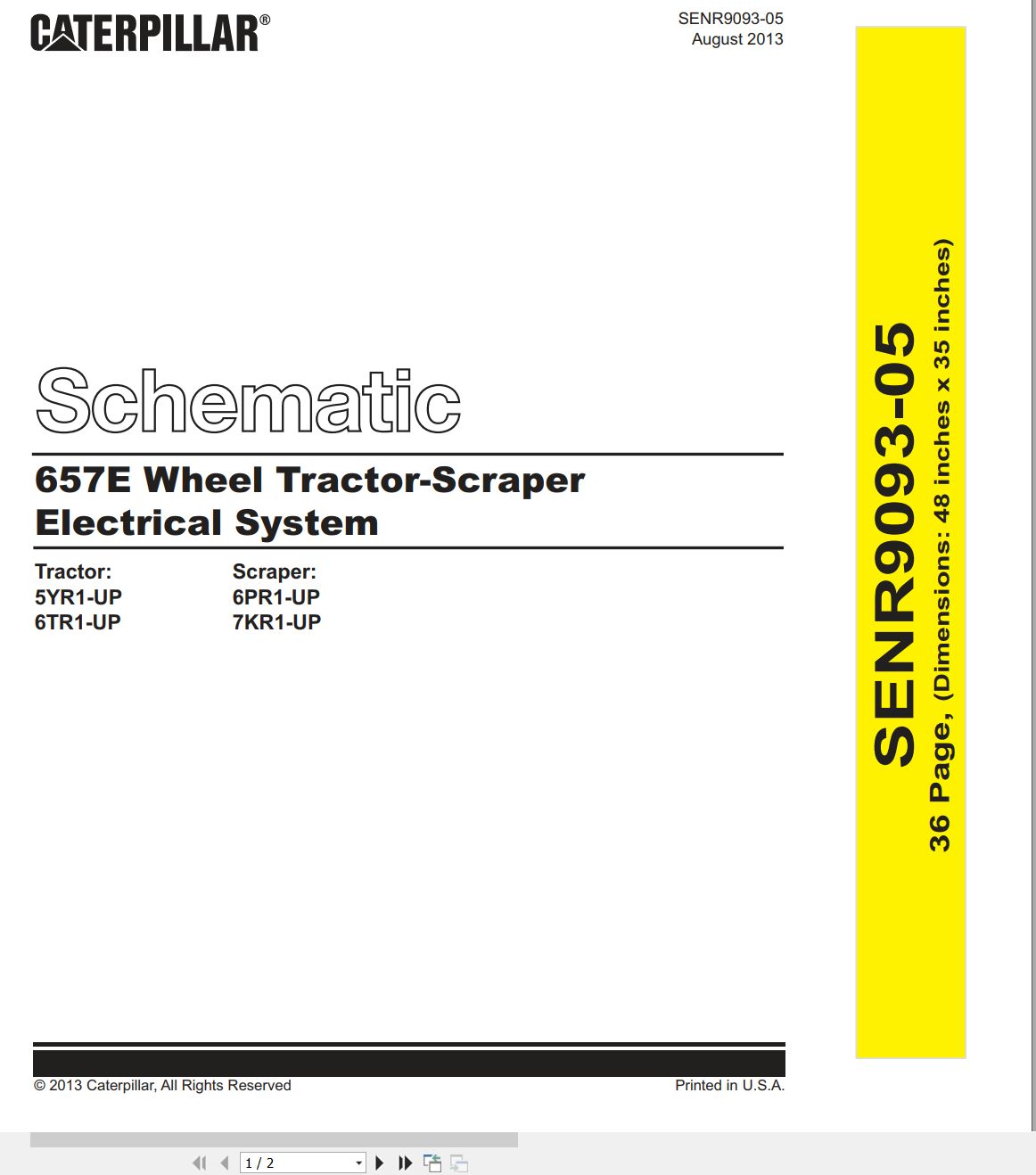 CAT Wheel Tractor Scraper 657E Electrical Hydraulic Schematic (1)