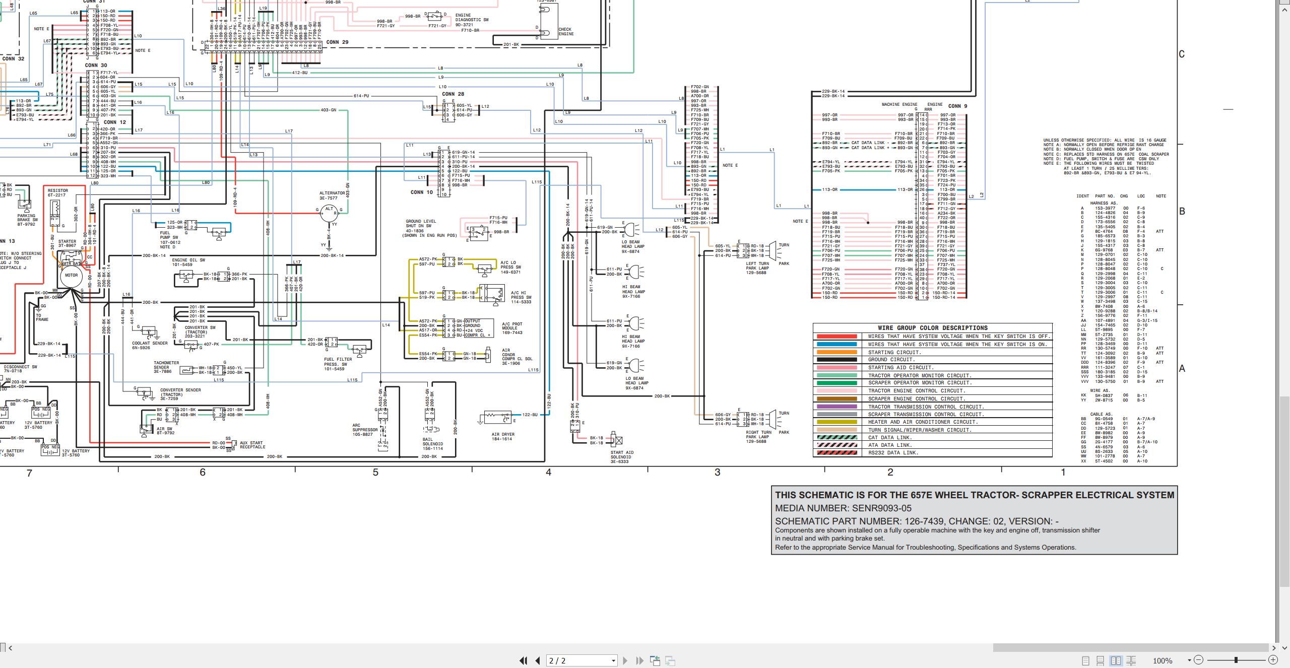 CAT Wheel Tractor Scraper 657E Electrical Hydraulic Schematic (2)