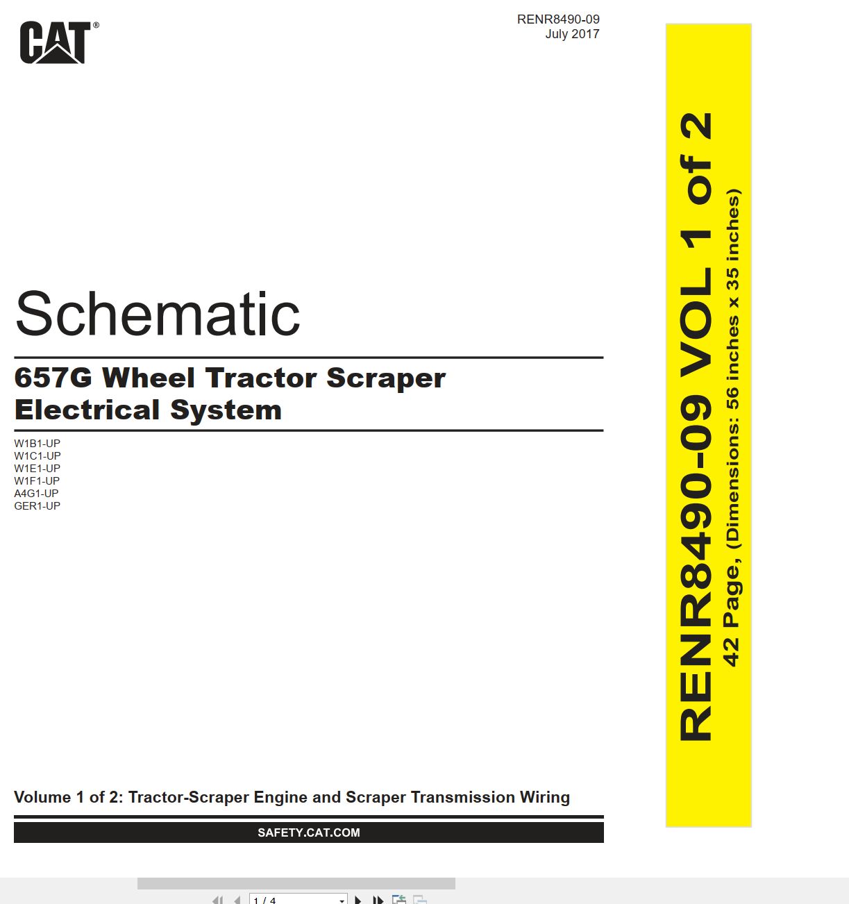 CAT Wheel Tractor Scraper 657G Electrical Hydraulic Schematic (1)