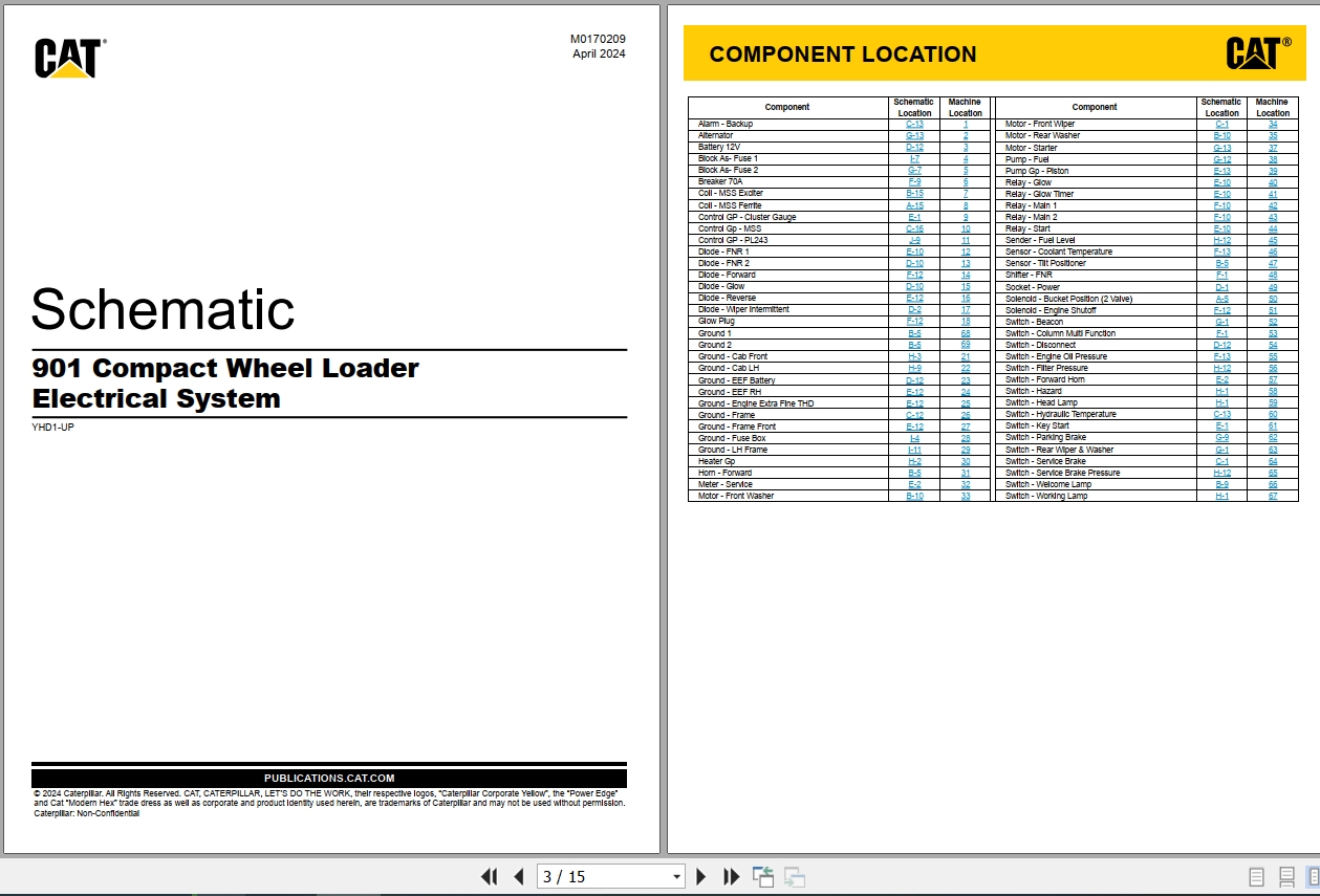 CAT Wheel Type Loader 901 Electrical Hydraulic Schematic (1)