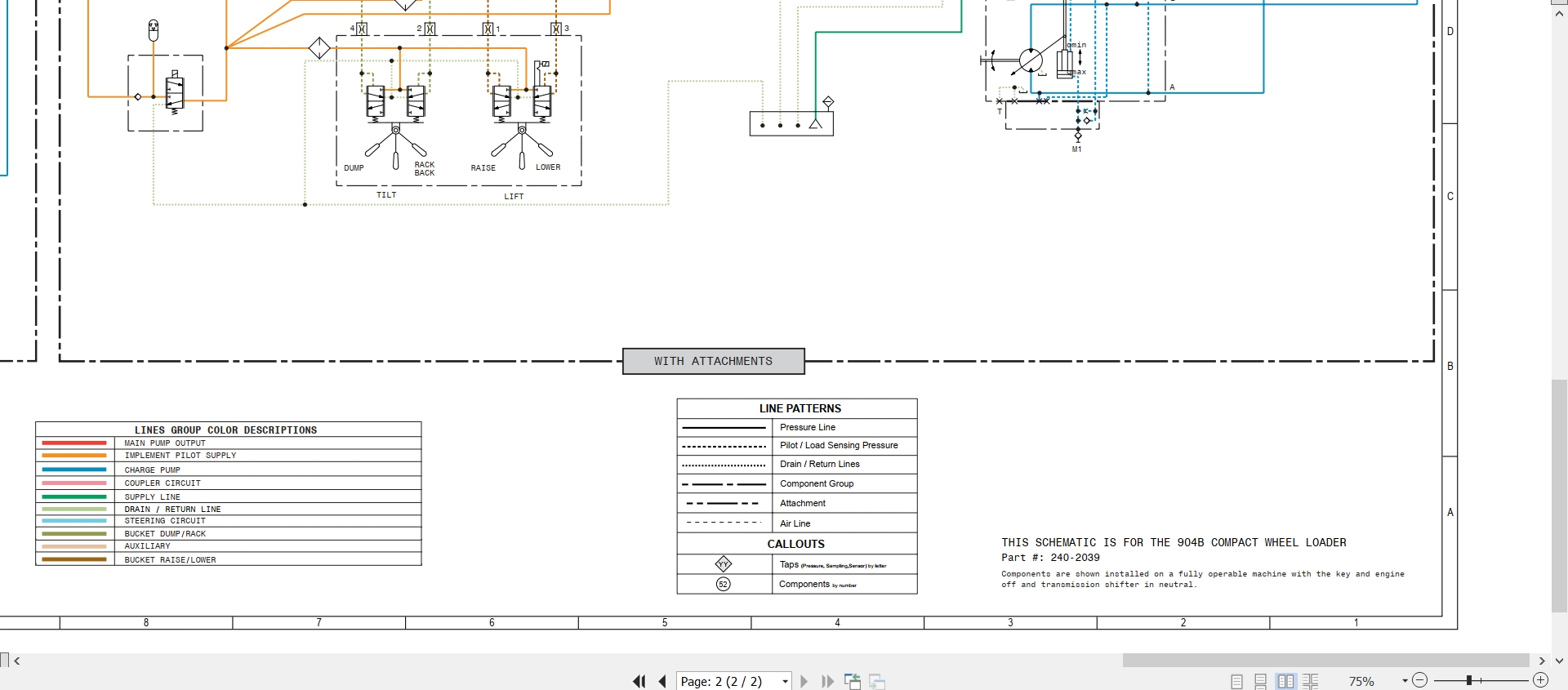 CAT Wheel Type Loader 904B Electrical Hydraulic Schematic (3)