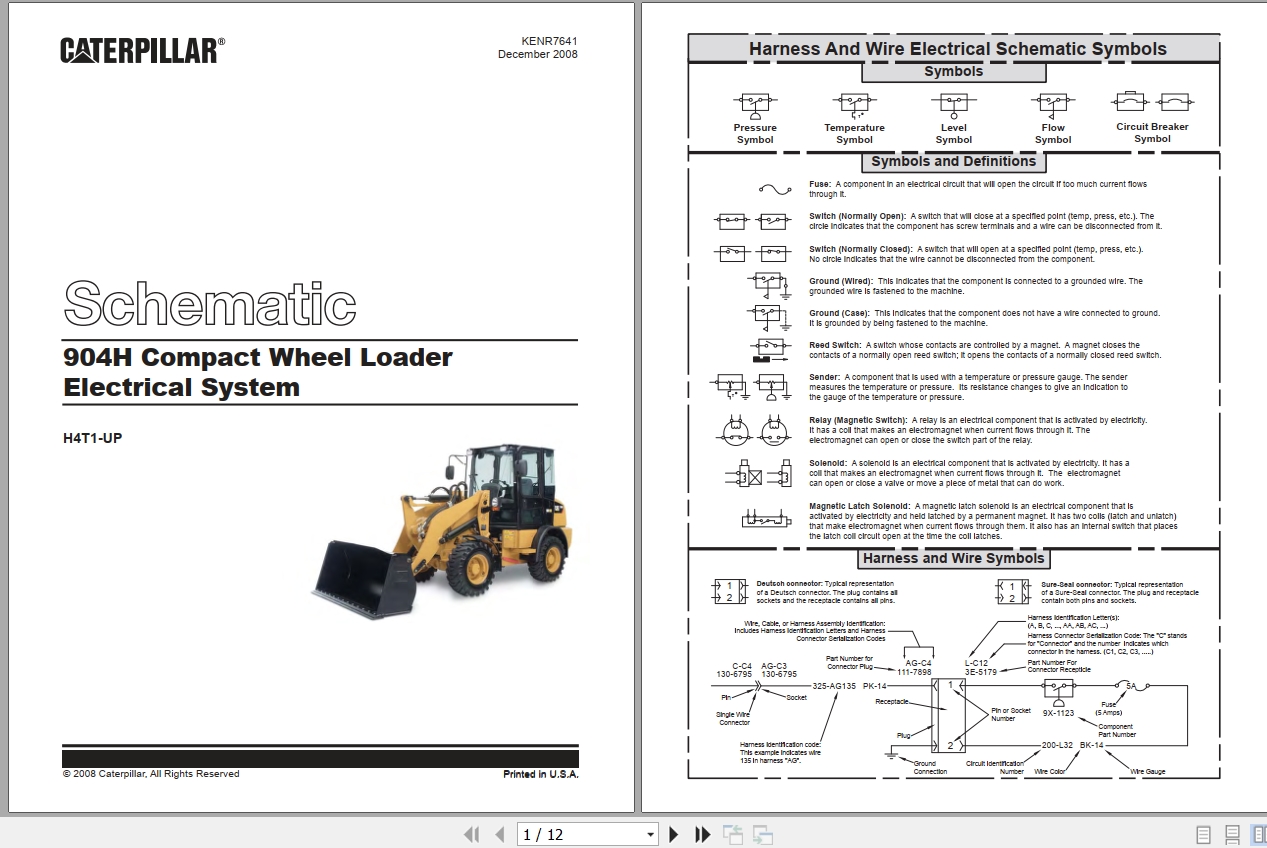 CAT Wheel Type Loader 904H Electrical Hydraulic Schematic (1)