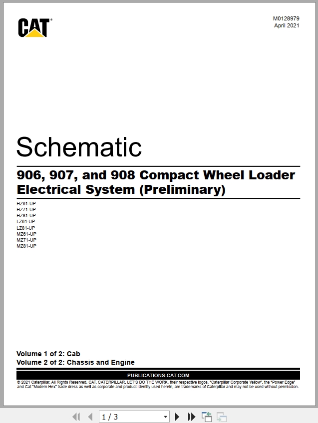 CAT Wheel Type Loader 906 Electrical Hydraulic Schematic (1)