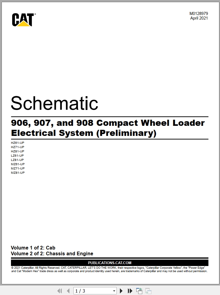 CAT Wheel Type Loader 907 Electrical Hydraulic Schematic (1)