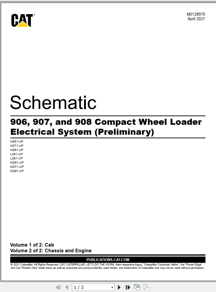 CAT Wheel Type Loader 908 Electrical Hydraulic Schematic (1)