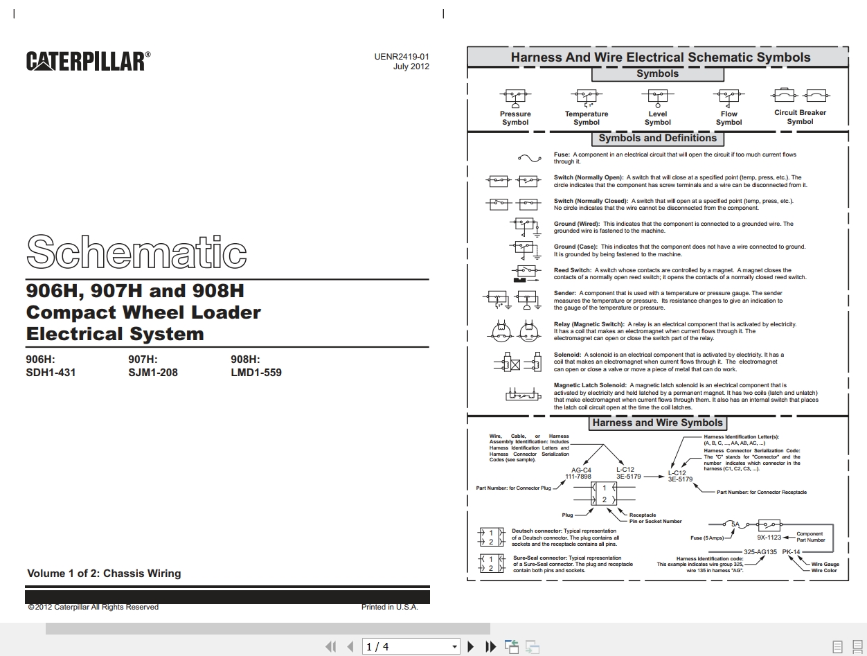 CAT Wheel Type Loader 908H Electrical Hydraulic Schematic (1)