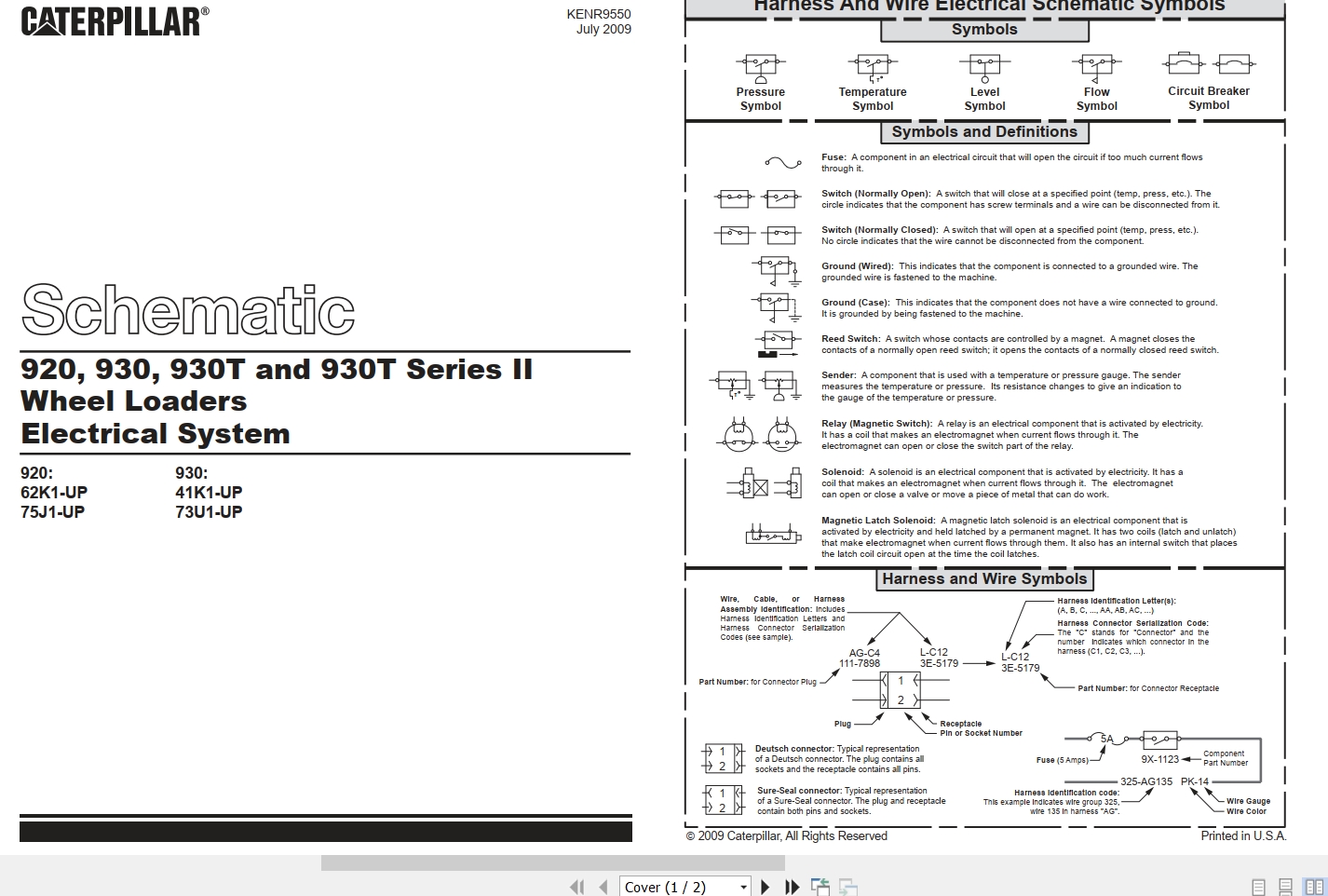 CAT Wheel Type Loader 920 Electrical Hydraulic Schematic (1)