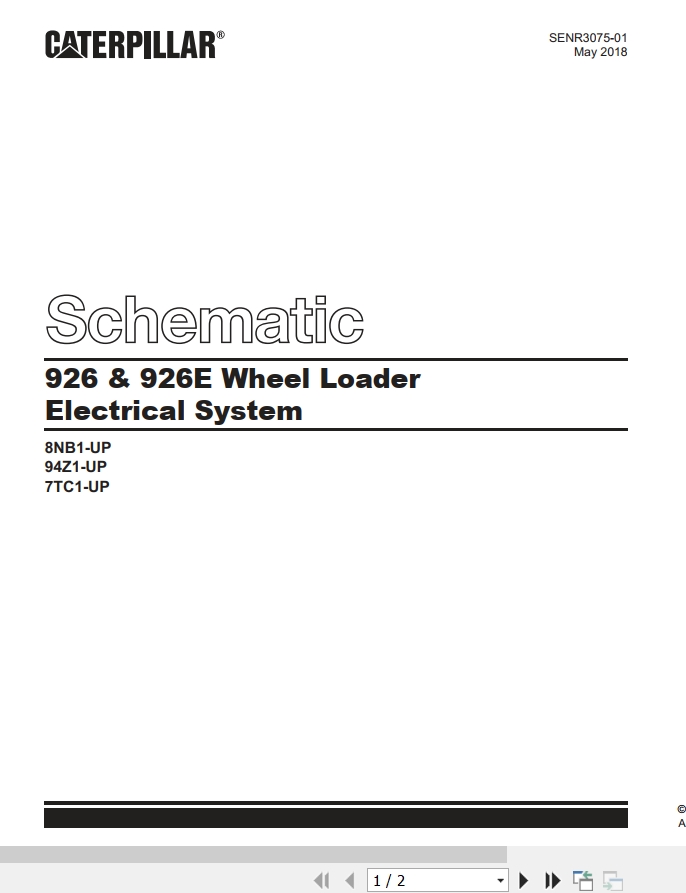 CAT Wheel Type Loader 926 926E Electrical Schematic SENR3075 01 2018 (1)