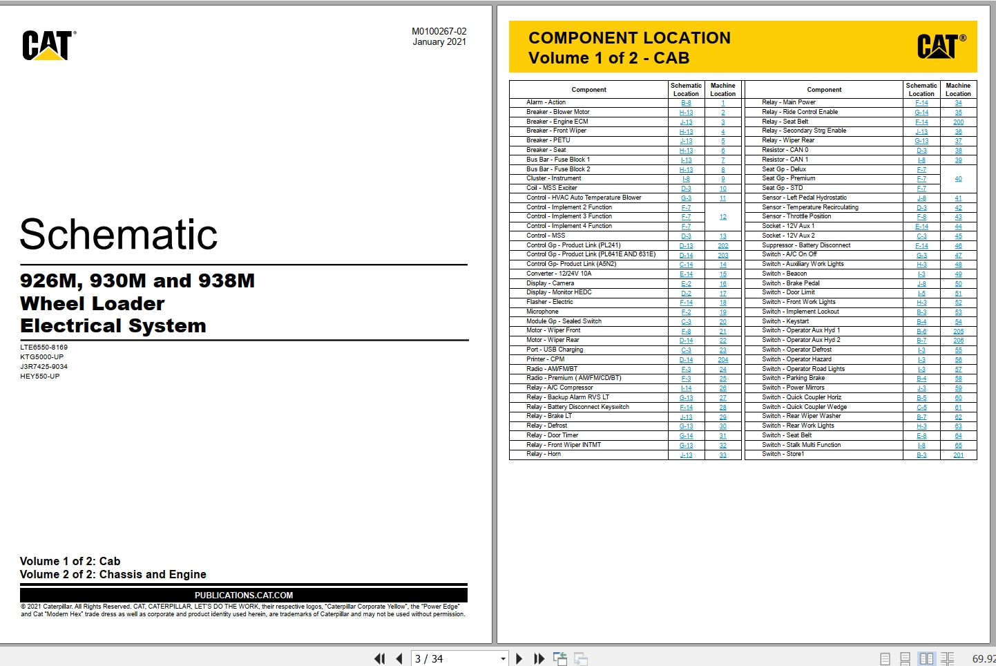 CAT Wheel Type Loader 926M Electrical Hydraulic Schematic (1)