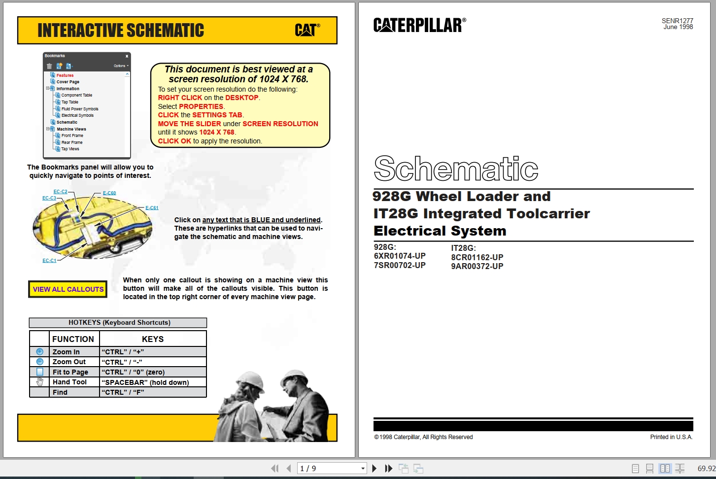 CAT Wheel Type Loader 928G Electrical Hydraulic Schematic (1)