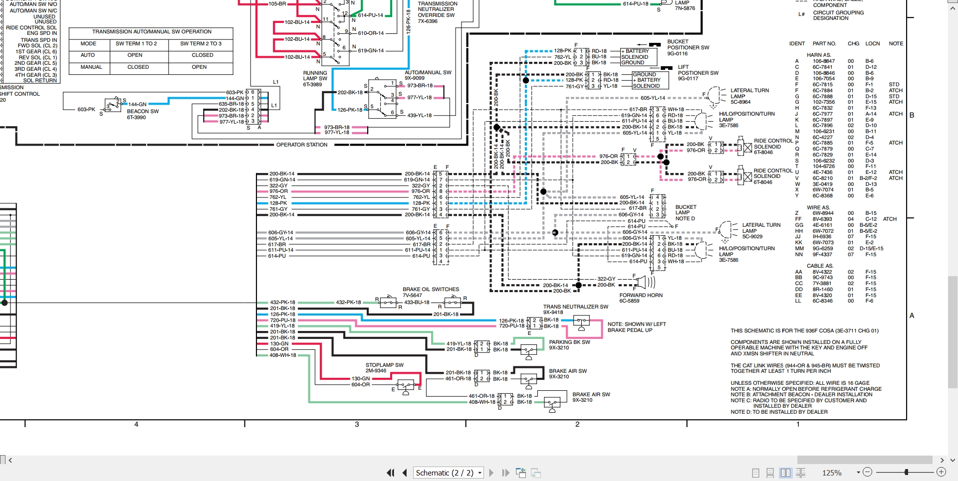 CAT Wheel Type Loader 936F Electrical Hydraulic Schematic (2)