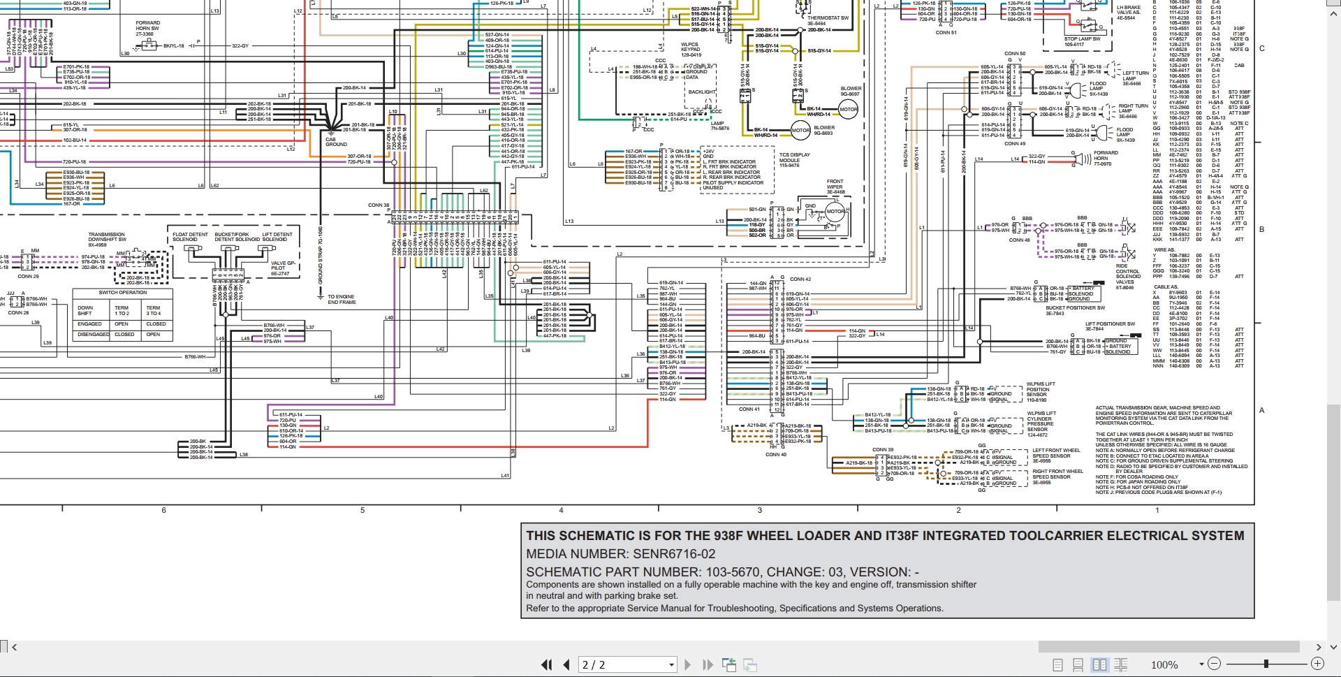CAT Wheel Type Loader 938F Electrical Schematic (2)