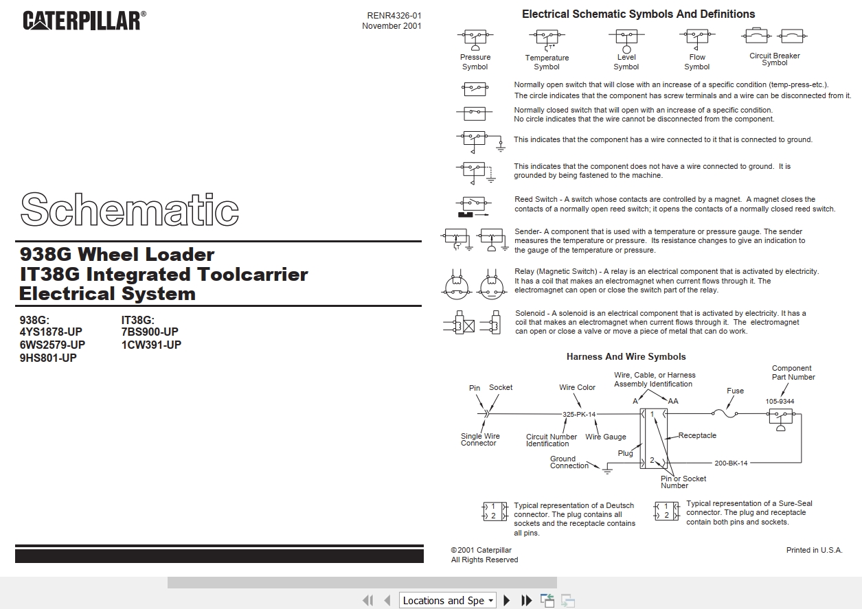 CAT Wheel Type Loader 938G Electrical Hydraulic Schematic (1)