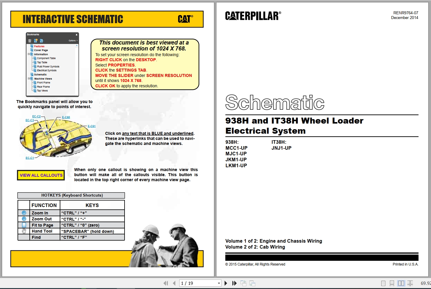 CAT Wheel Type Loader 938H Electrical Hydraulic Schematic (1)