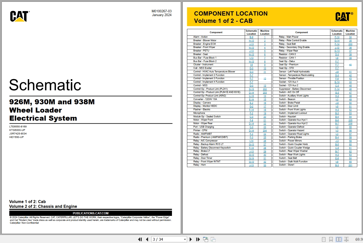 CAT Wheel Type Loader 938M Electrical Hydraulic Schematic (1)