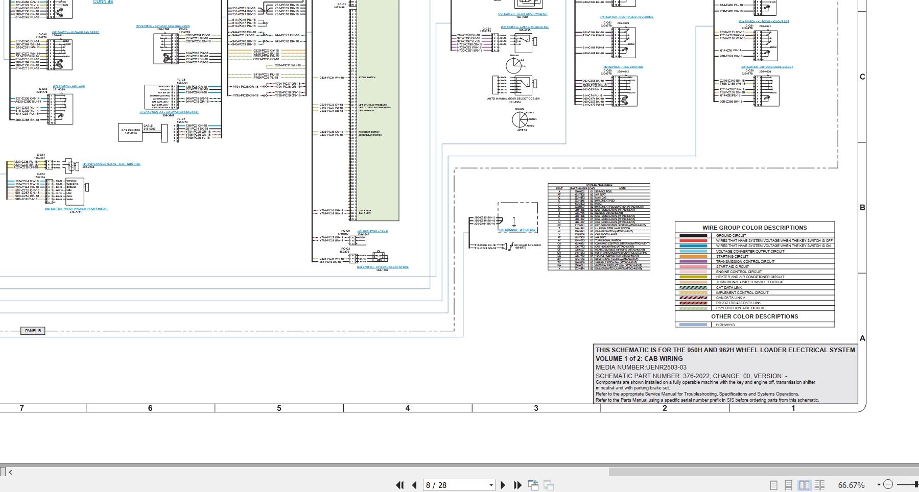 CAT Wheel Type Loader 962H Electrical Hydraulic Schematic (2)