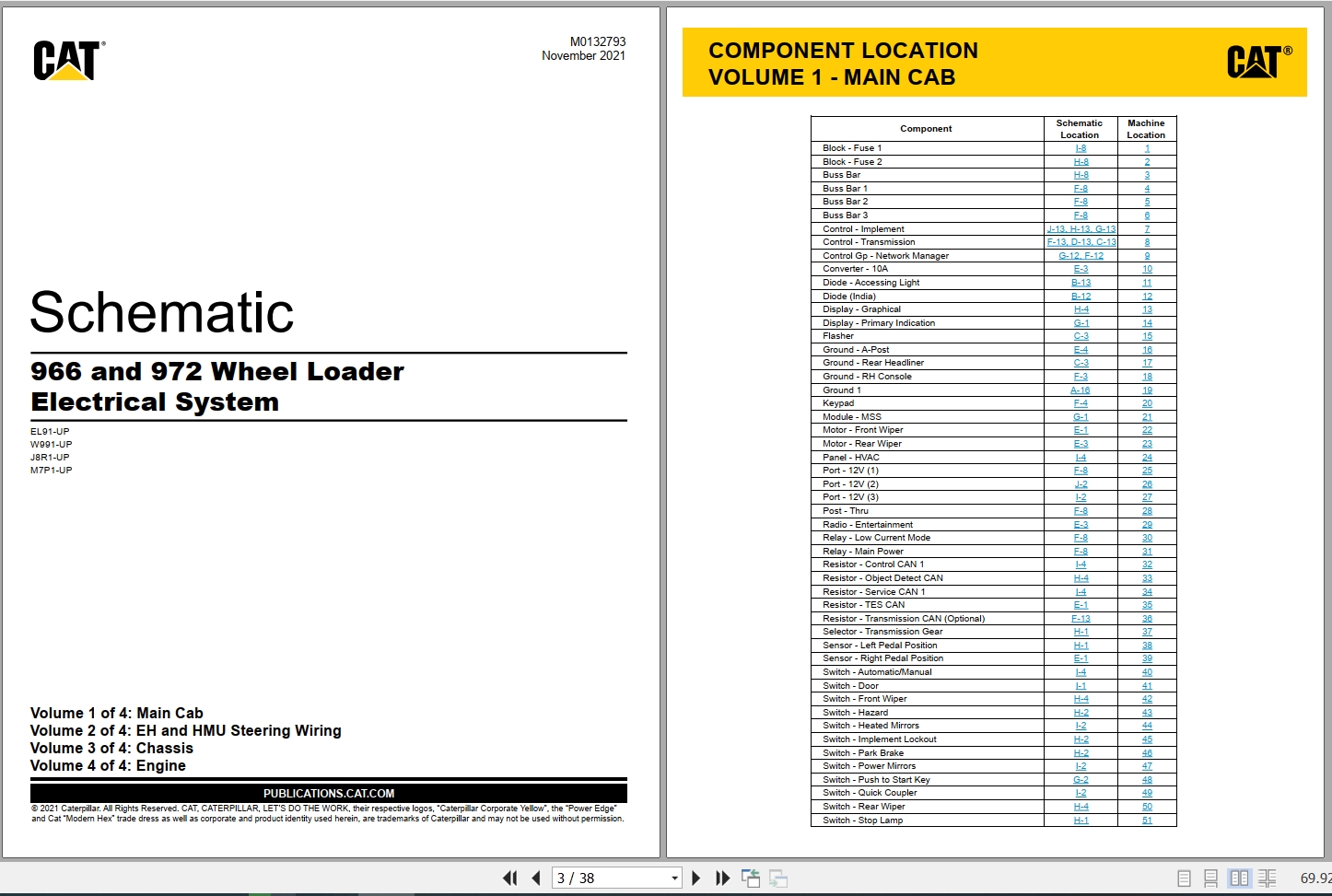 CAT Wheel Type Loader 966 Electrical Hydraulic Schematic (1)