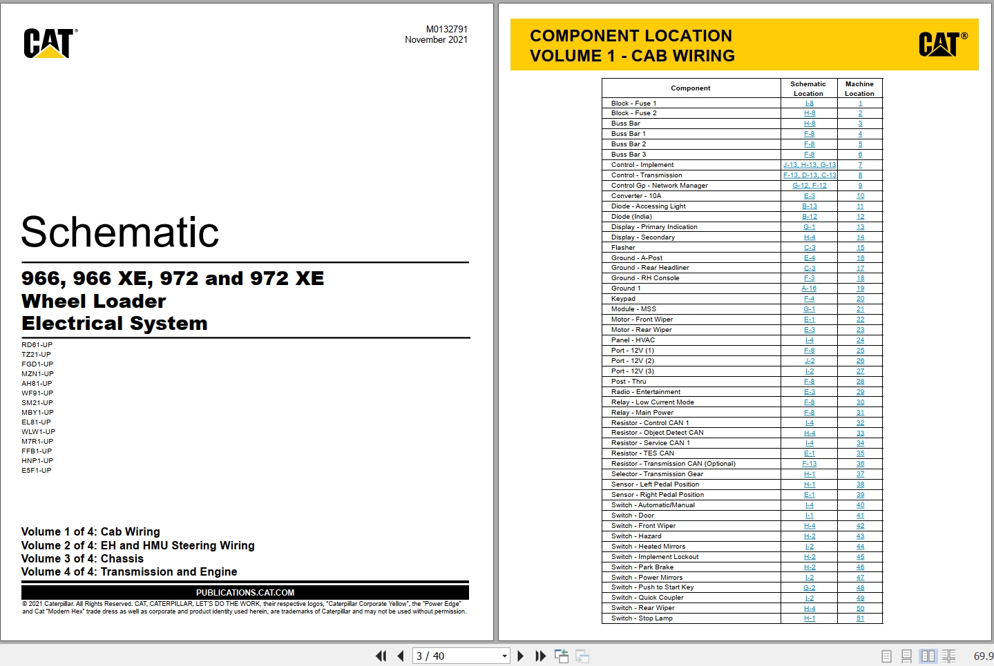 CAT Wheel Type Loader 966 XE Electrical Hydraulic Schematic (1)