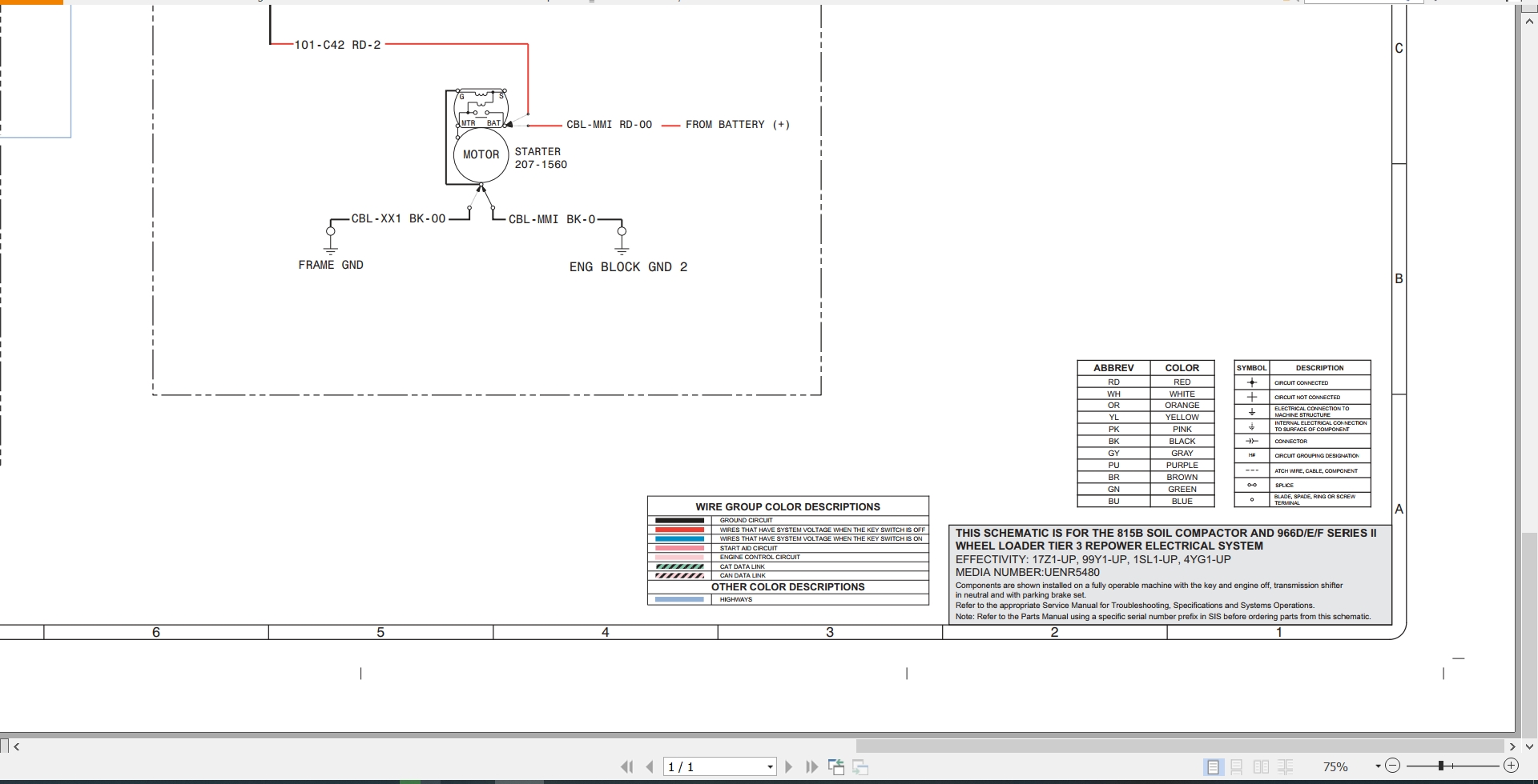 CAT Wheel Type Loader 966D II Tier 3 Electrical Schematic UENR5480 00 (1)