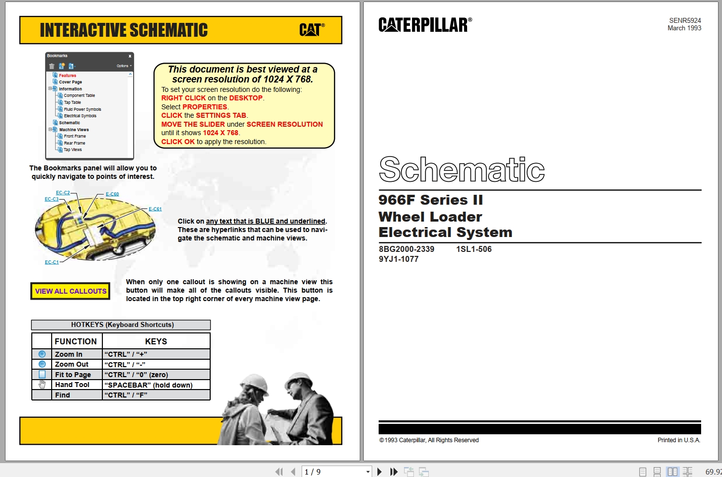 CAT Wheel Type Loader 966F II Electrical Hydraulic Schematic (1)