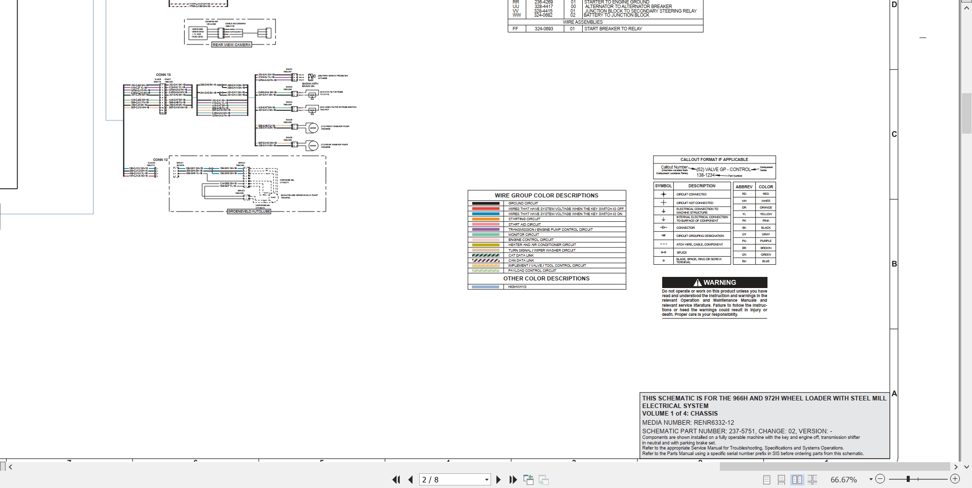 CAT Wheel Type Loader 966H Electrical Hydraulic Schematic (2)