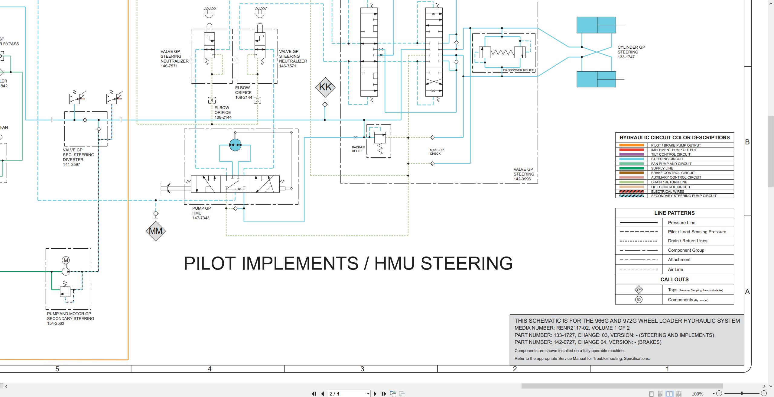 CAT Wheel Type Loader 972G Electrical Hydraulic Schematic (3)