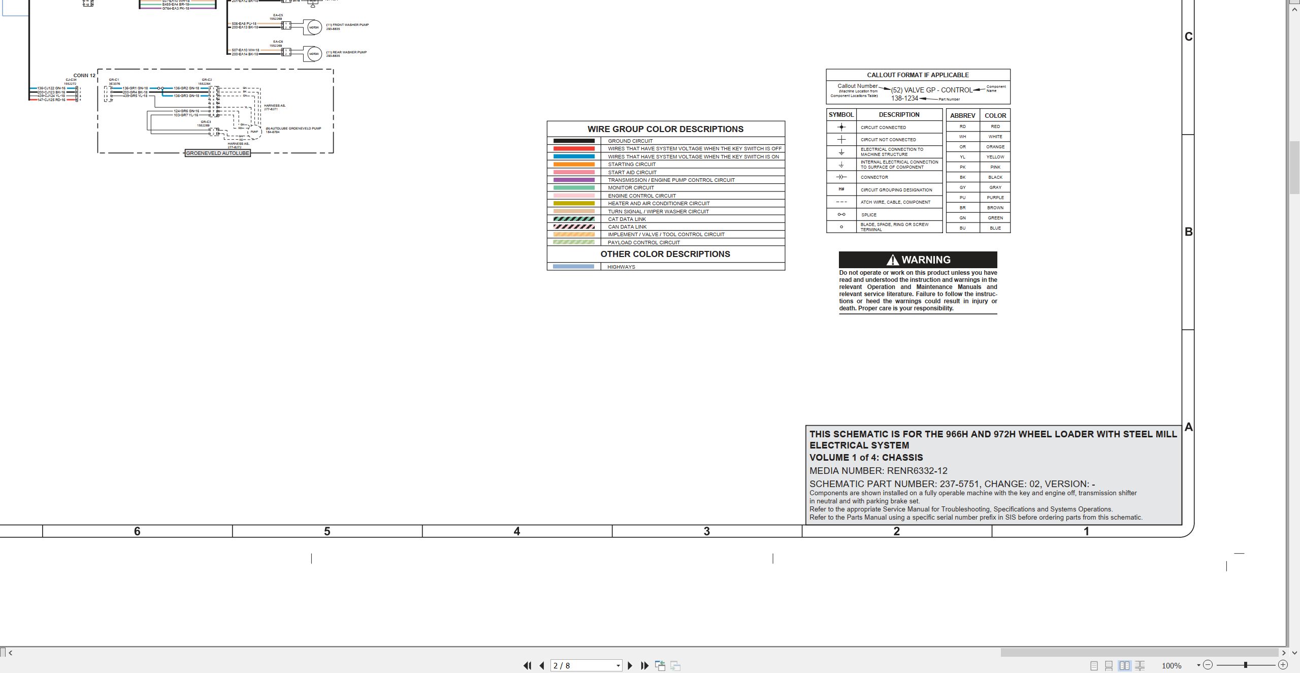 CAT Wheel Type Loader 972H Electrical Hydraulic Schematic (2)