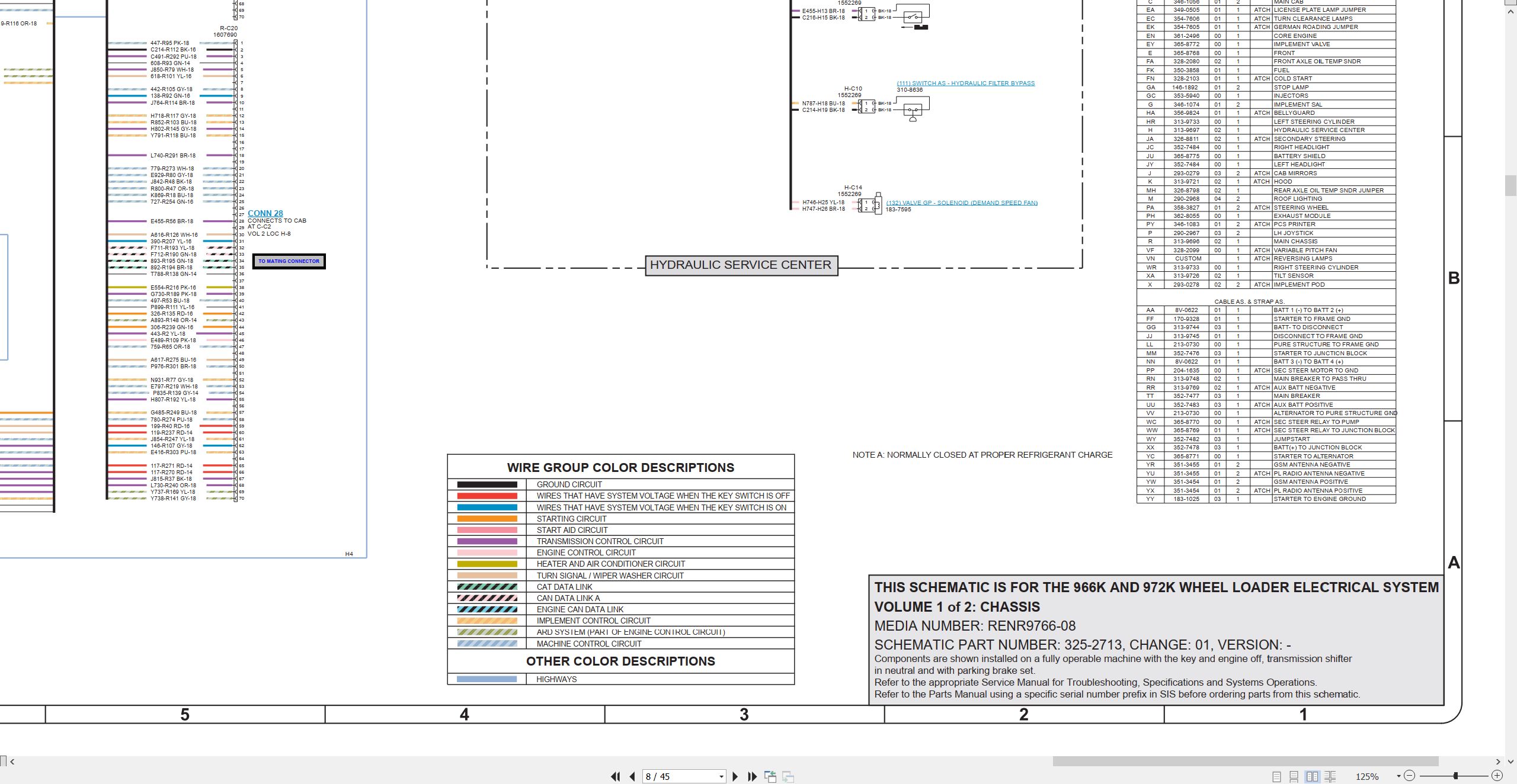 CAT Wheel Type Loader 972K Electrical Hydraulic Schematic (2)