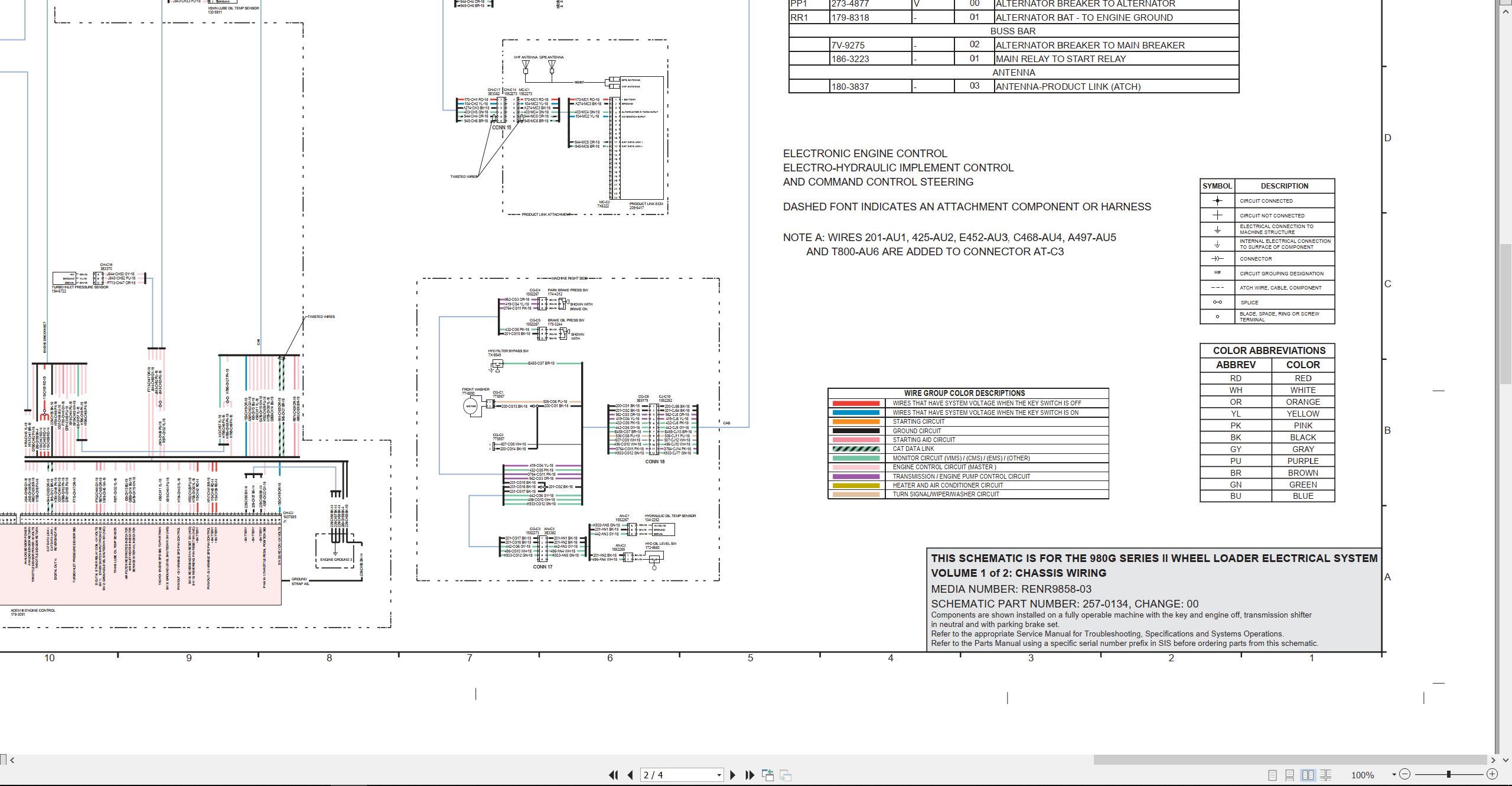 CAT Wheel Type Loader 980G II Electrical Hydraulic Schematic (2)
