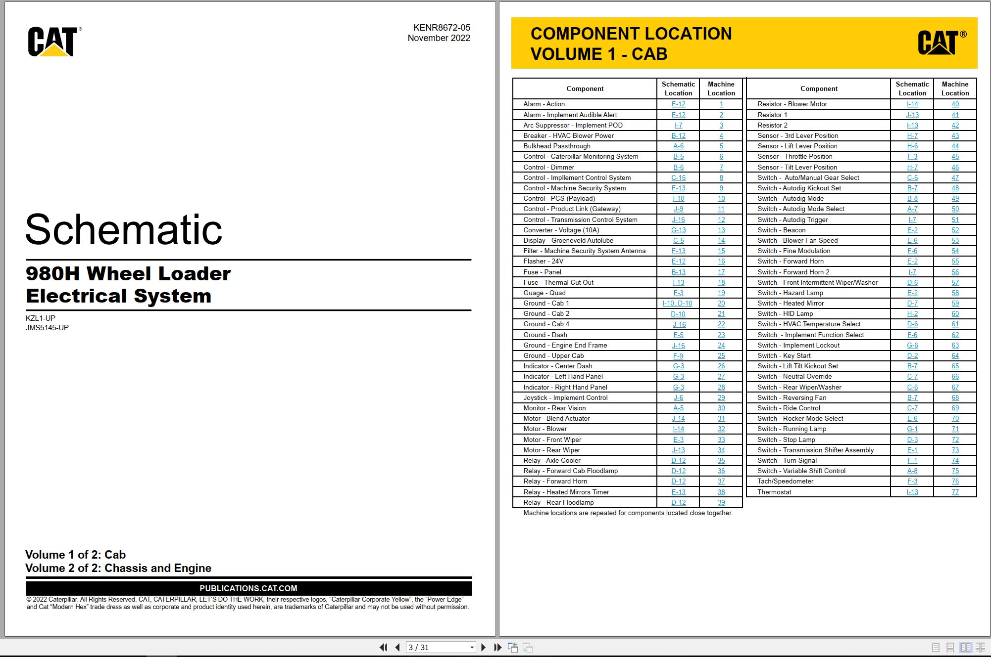 CAT Wheel Type Loader 980H Electrical Hydraulic Schematic (1)
