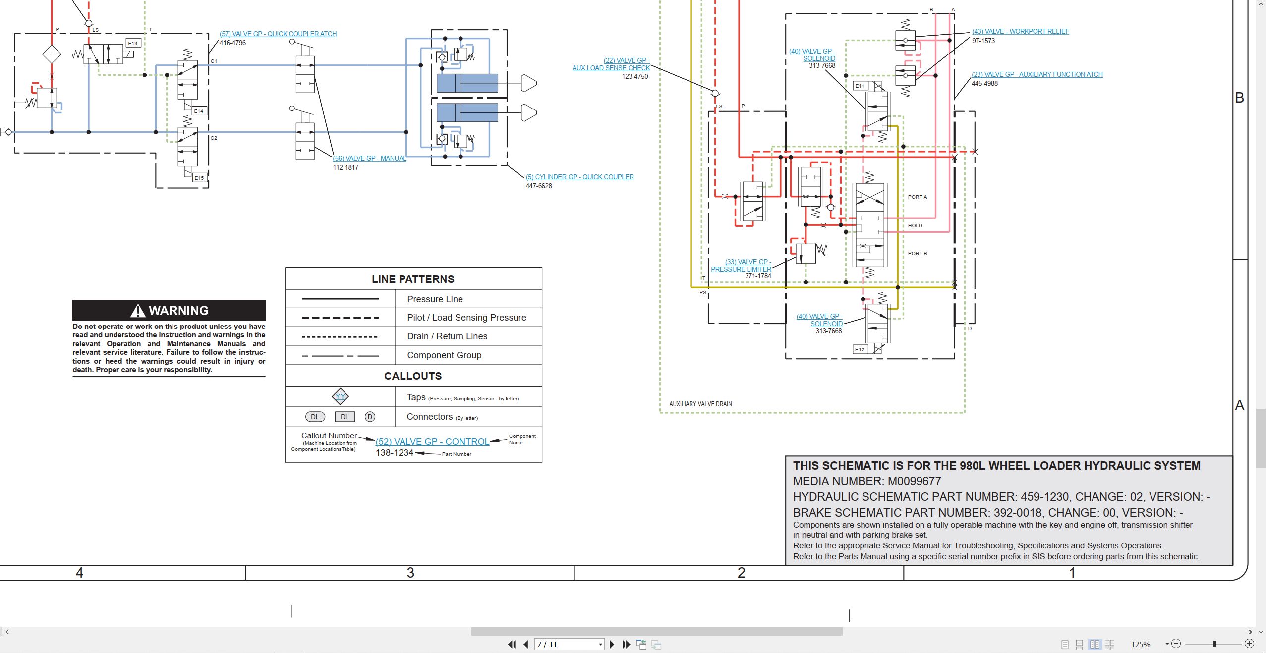 CAT Wheel Type Loader 980L Electrical Hydraulic Schematic (3)