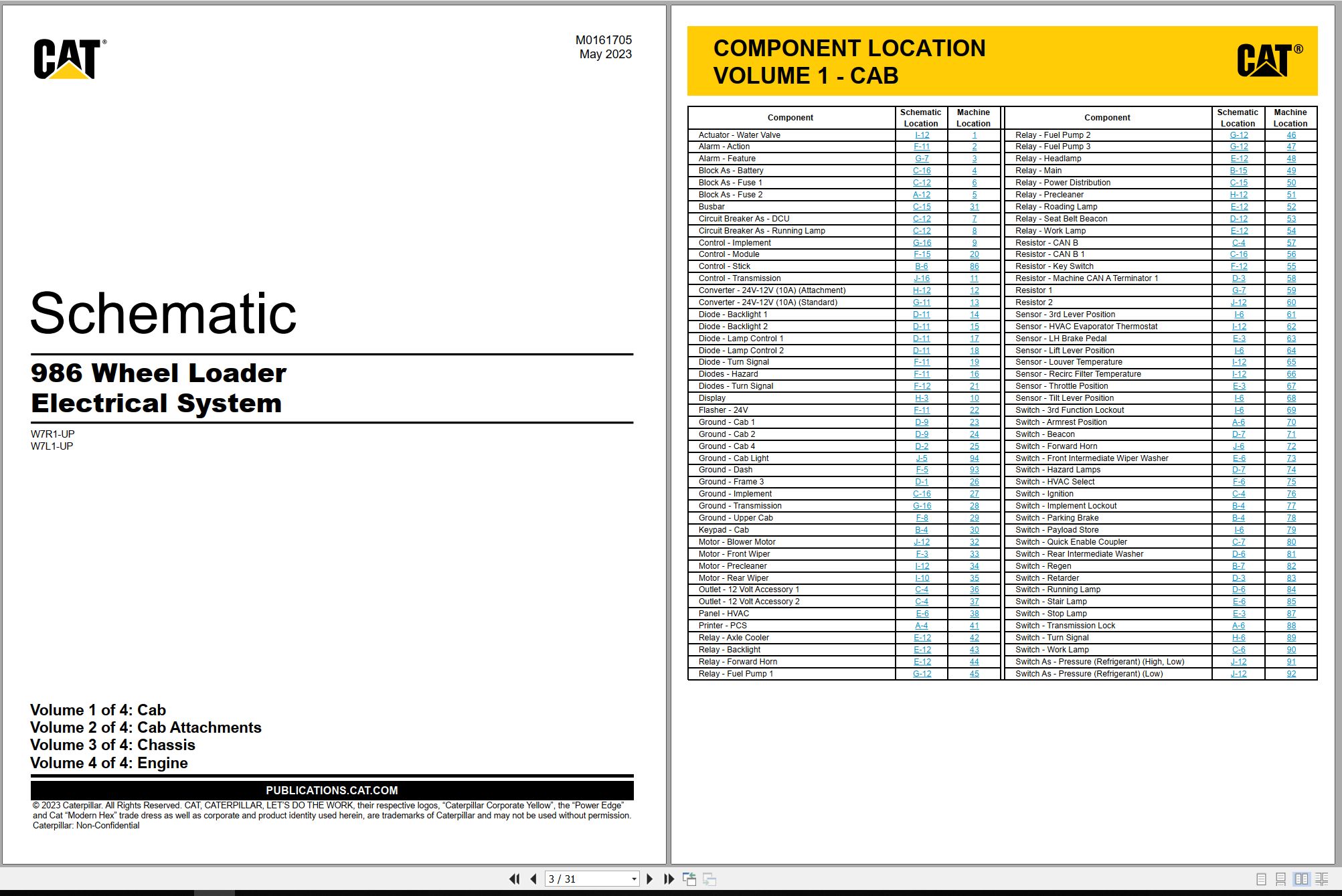 CAT Wheel Type Loader 986 Electrical Hydraulic Schematic (1)