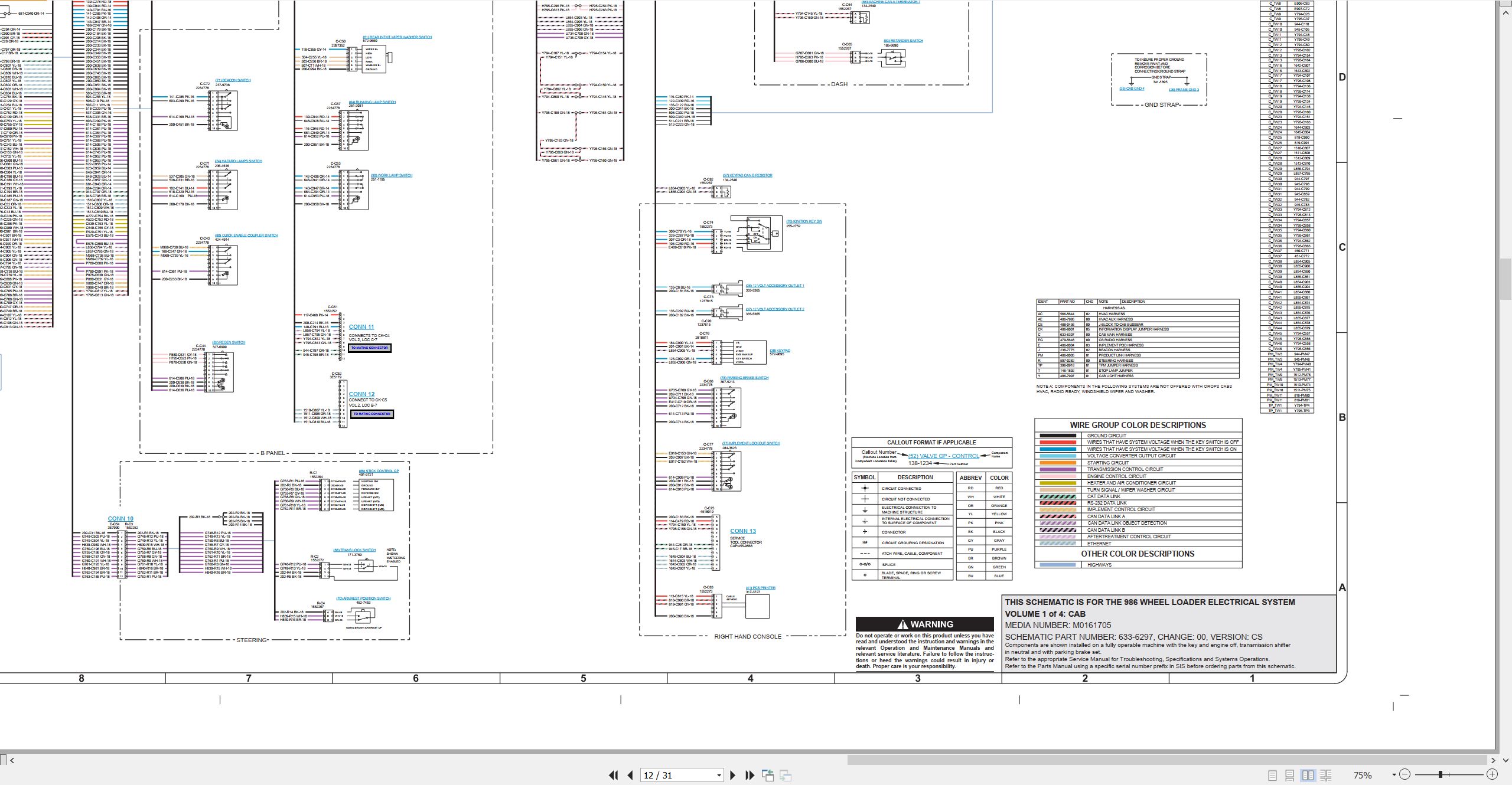 CAT Wheel Type Loader 986 Electrical Hydraulic Schematic (2)