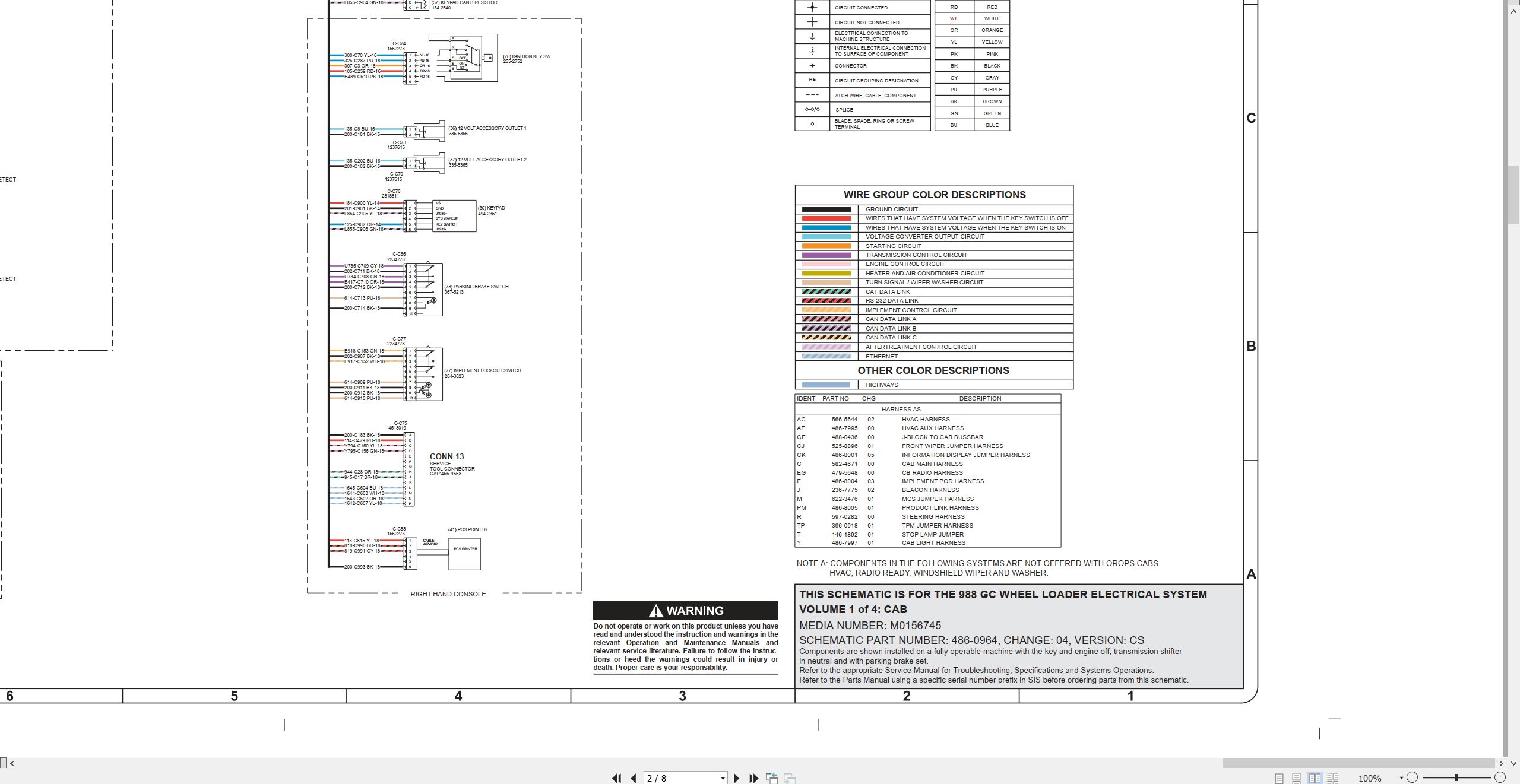 CAT Wheel Type Loader 988 GC Electrical Hydraulic Schematic (2)
