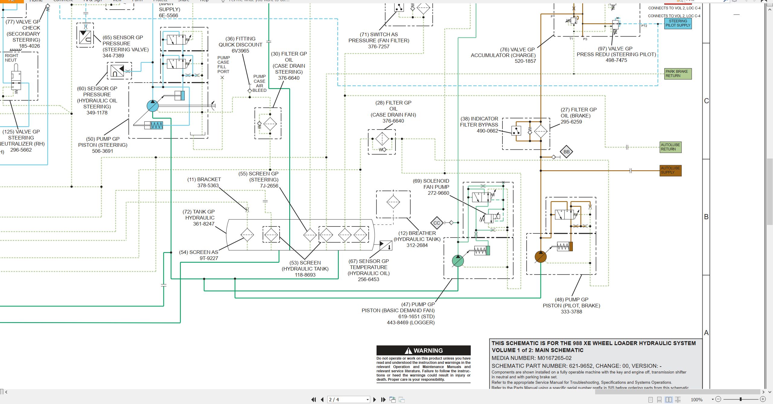 CAT Wheel Type Loader 988 XE Electrical Schematic Hydraulic Schematic (3)