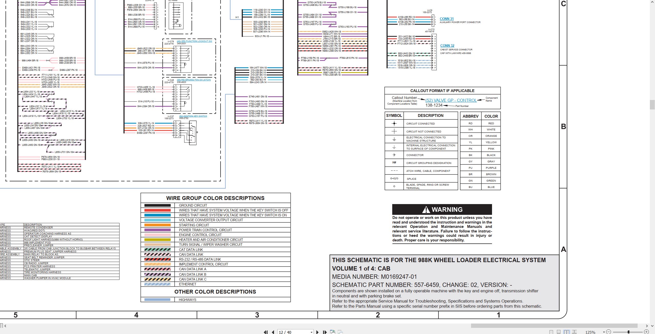 CAT Wheel Type Loader 988K Electrical Hydraulic Schematic (2)