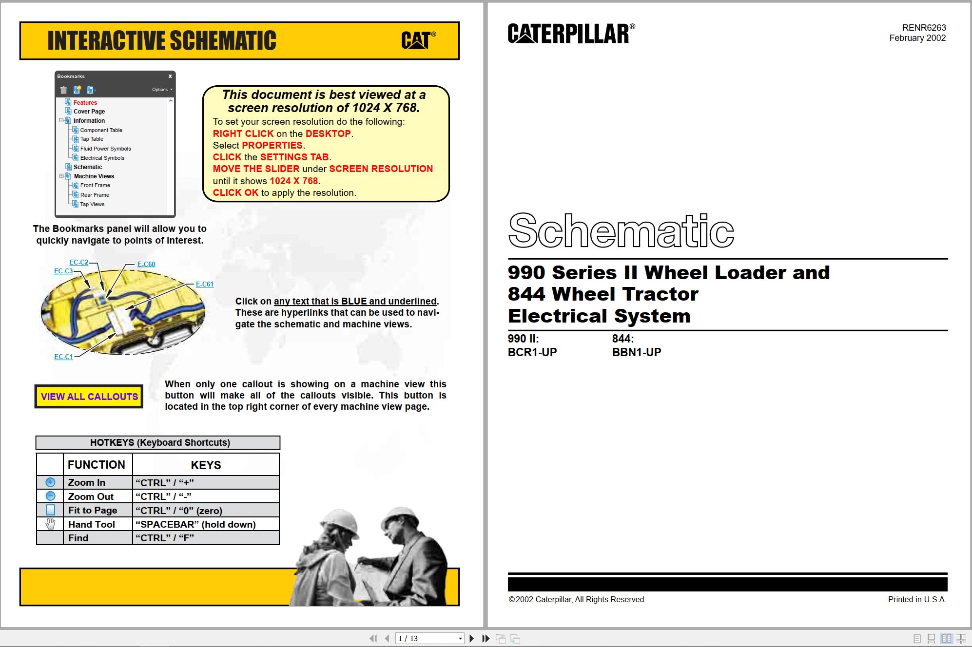 CAT Wheel Type Loader 990 II Electrical Schematic Hydraulic Schematic (1)