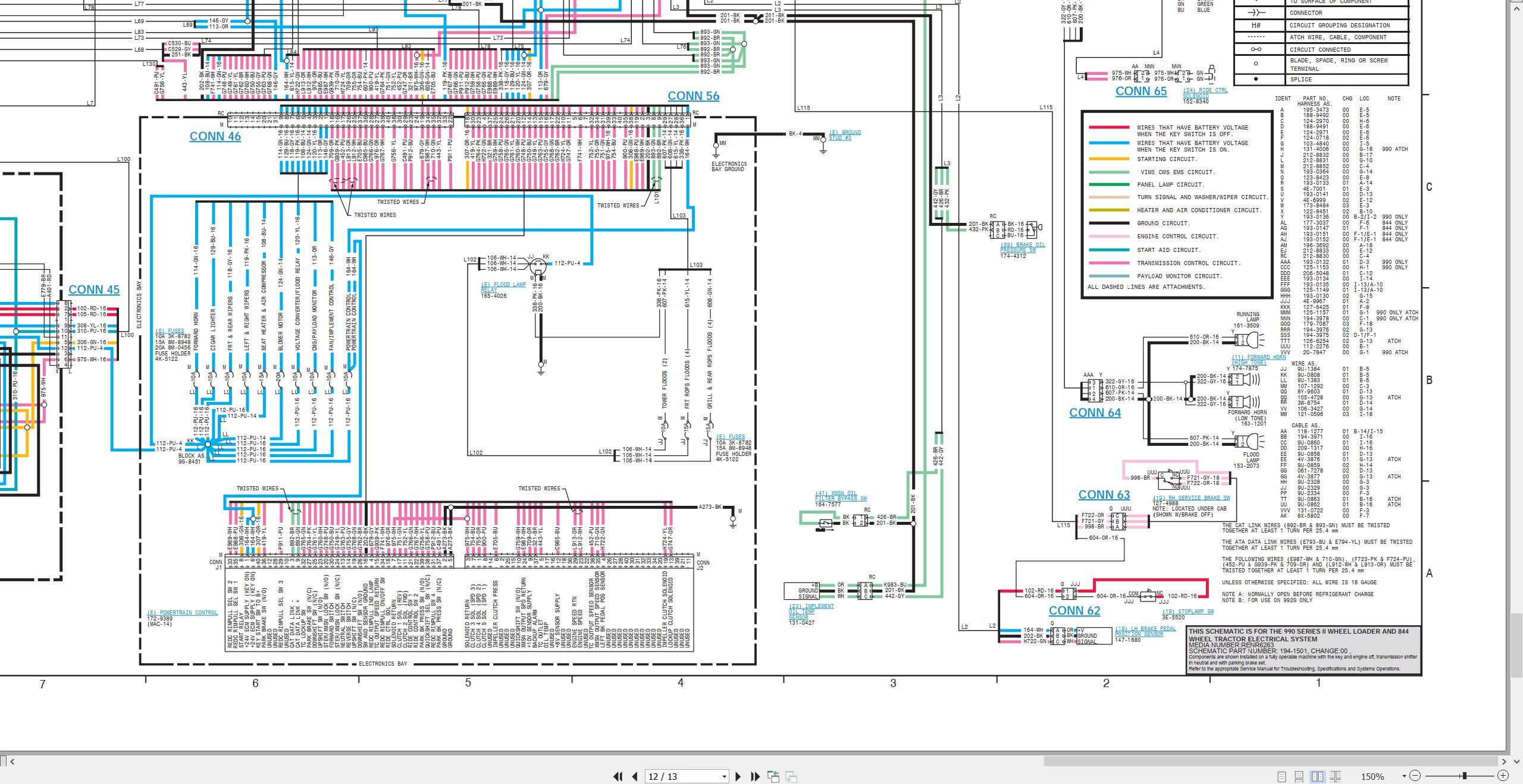 CAT Wheel Type Loader 990 II Electrical Schematic Hydraulic Schematic (2)