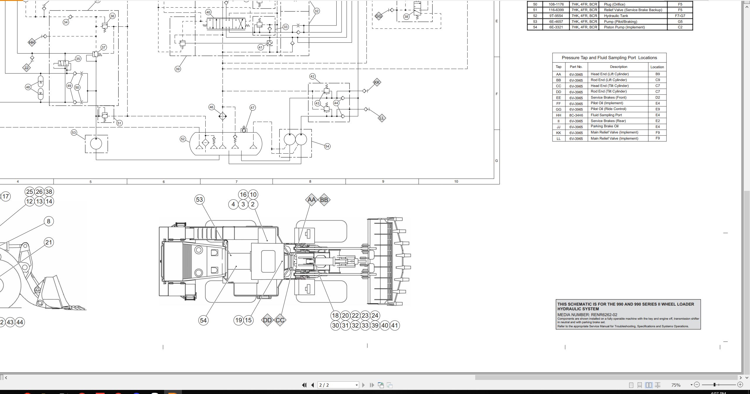 CAT Wheel Type Loader 990 II Electrical Schematic Hydraulic Schematic (3)