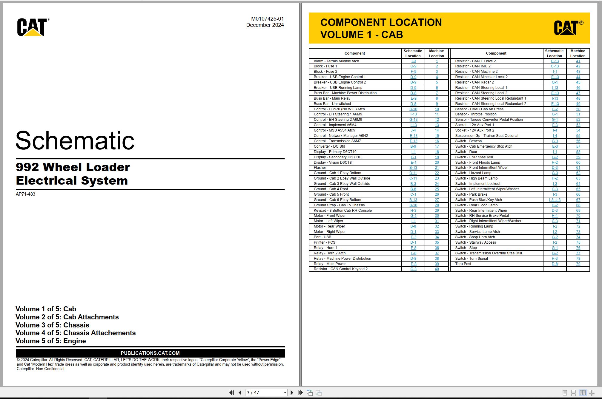 CAT Wheel Type Loader 992 Electrical Hydraulic Schematic (1)